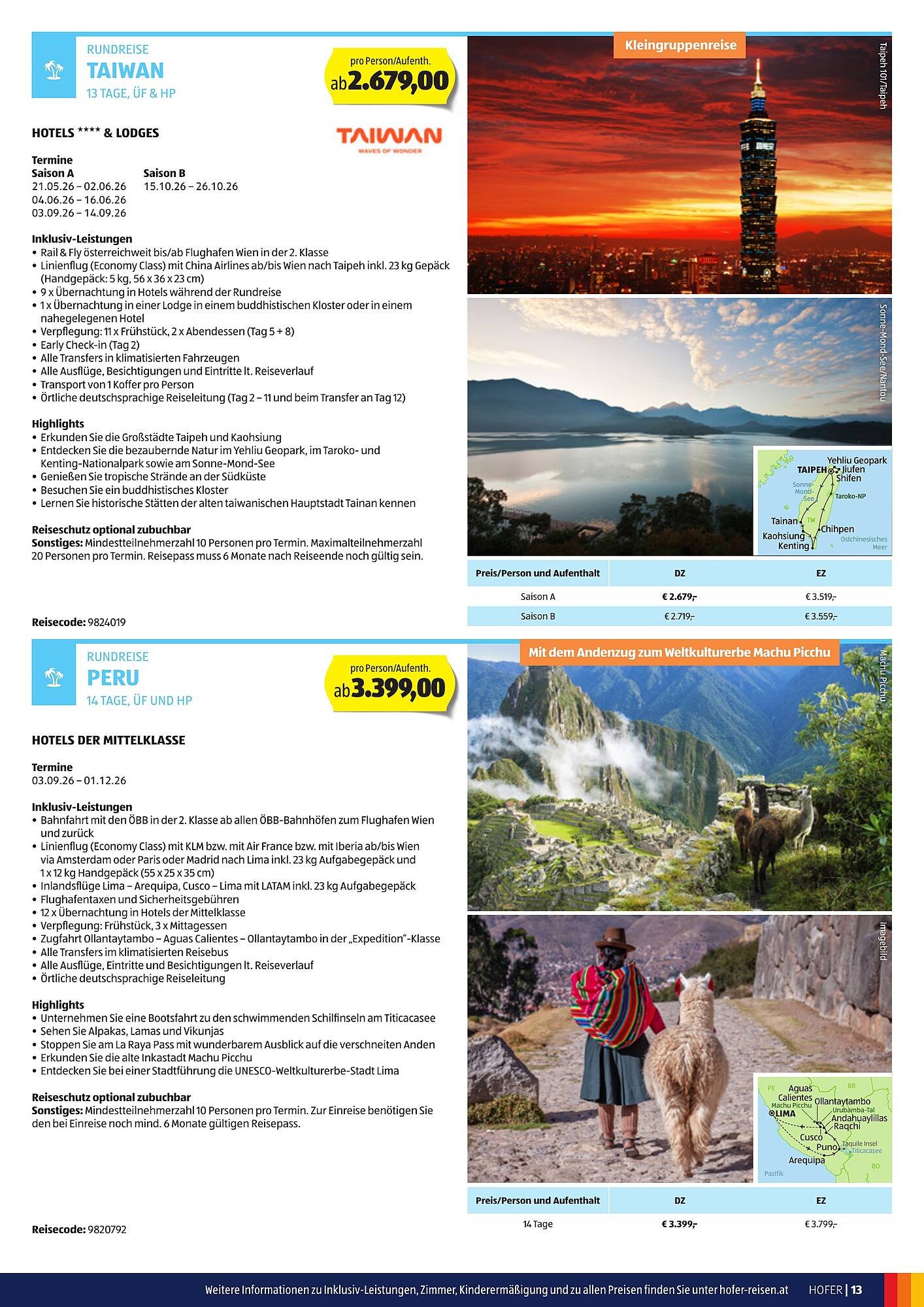 Hofer Reisen Flugblatt