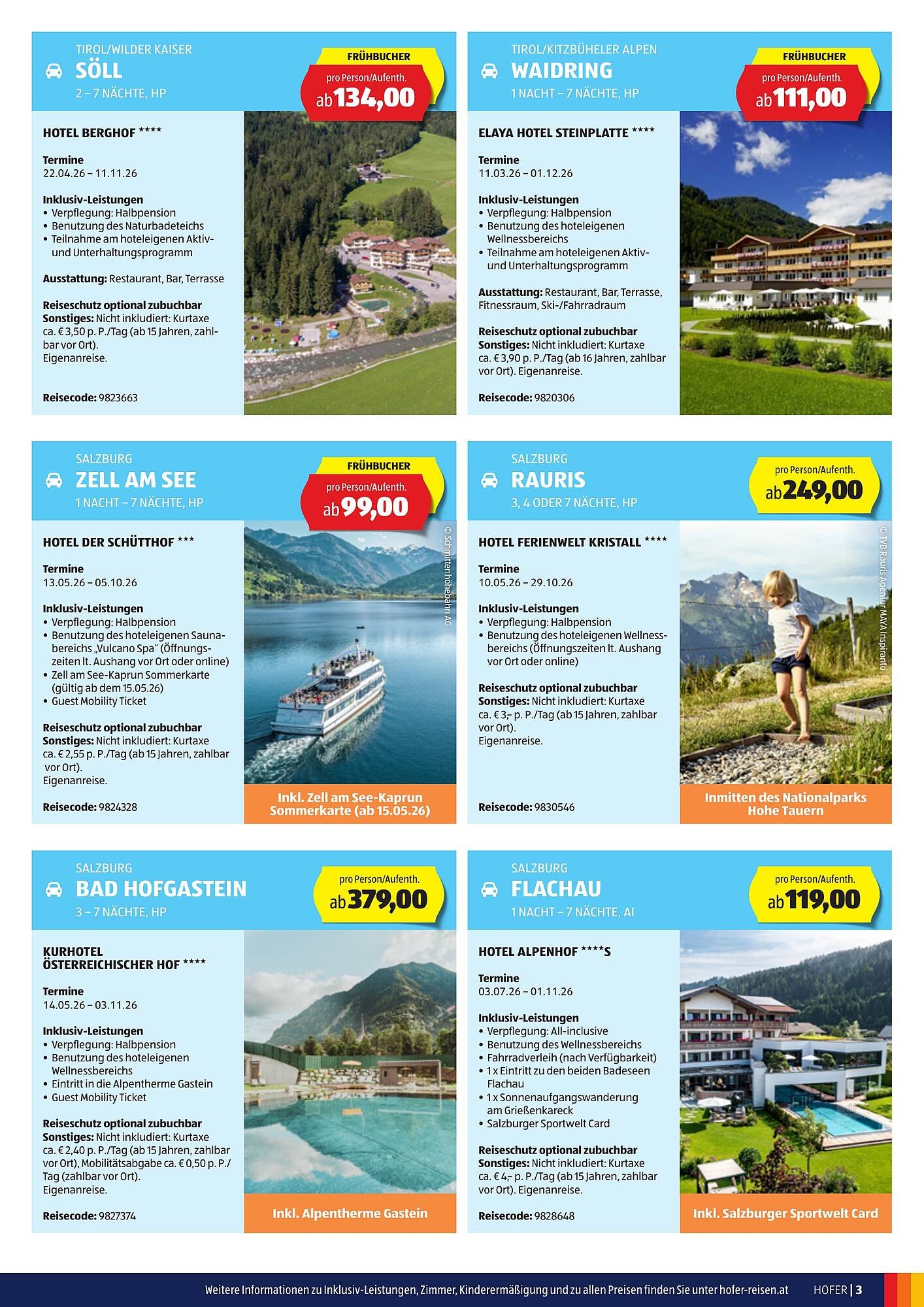 Hofer Reisen Flugblatt