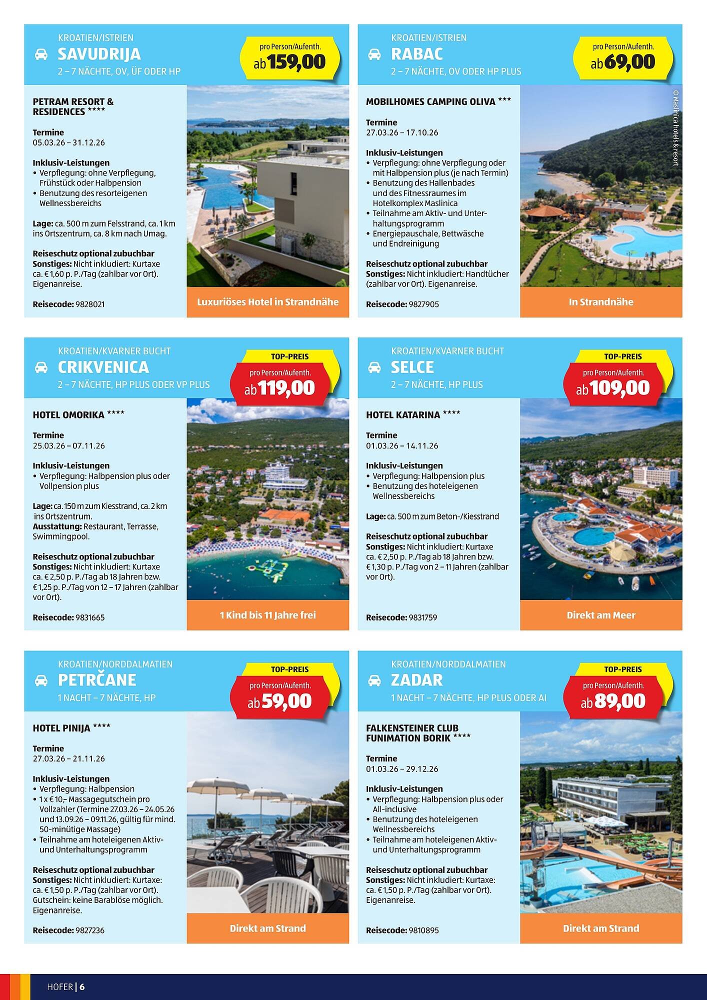Hofer Reisen Flugblatt