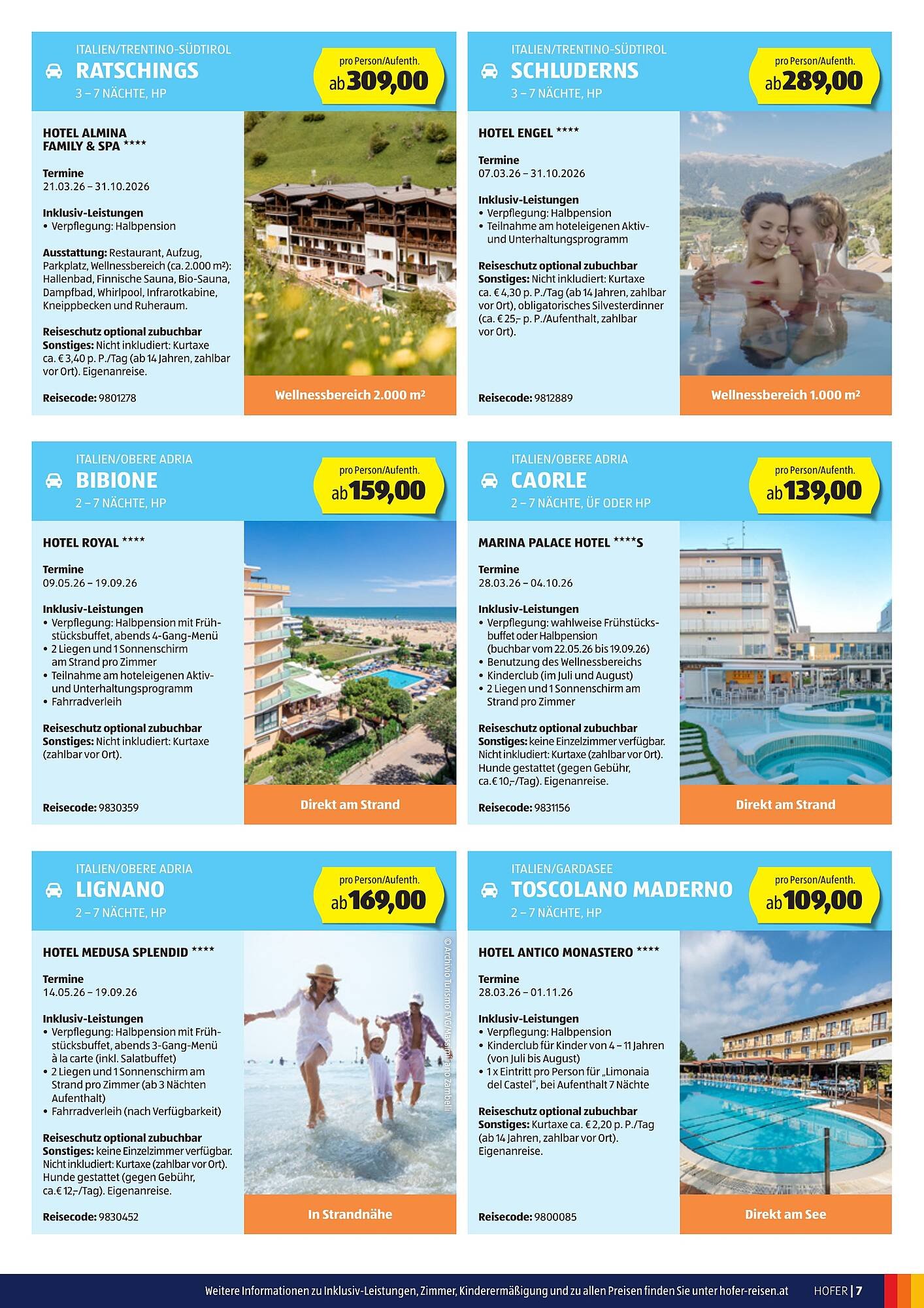 Hofer Reisen Flugblatt