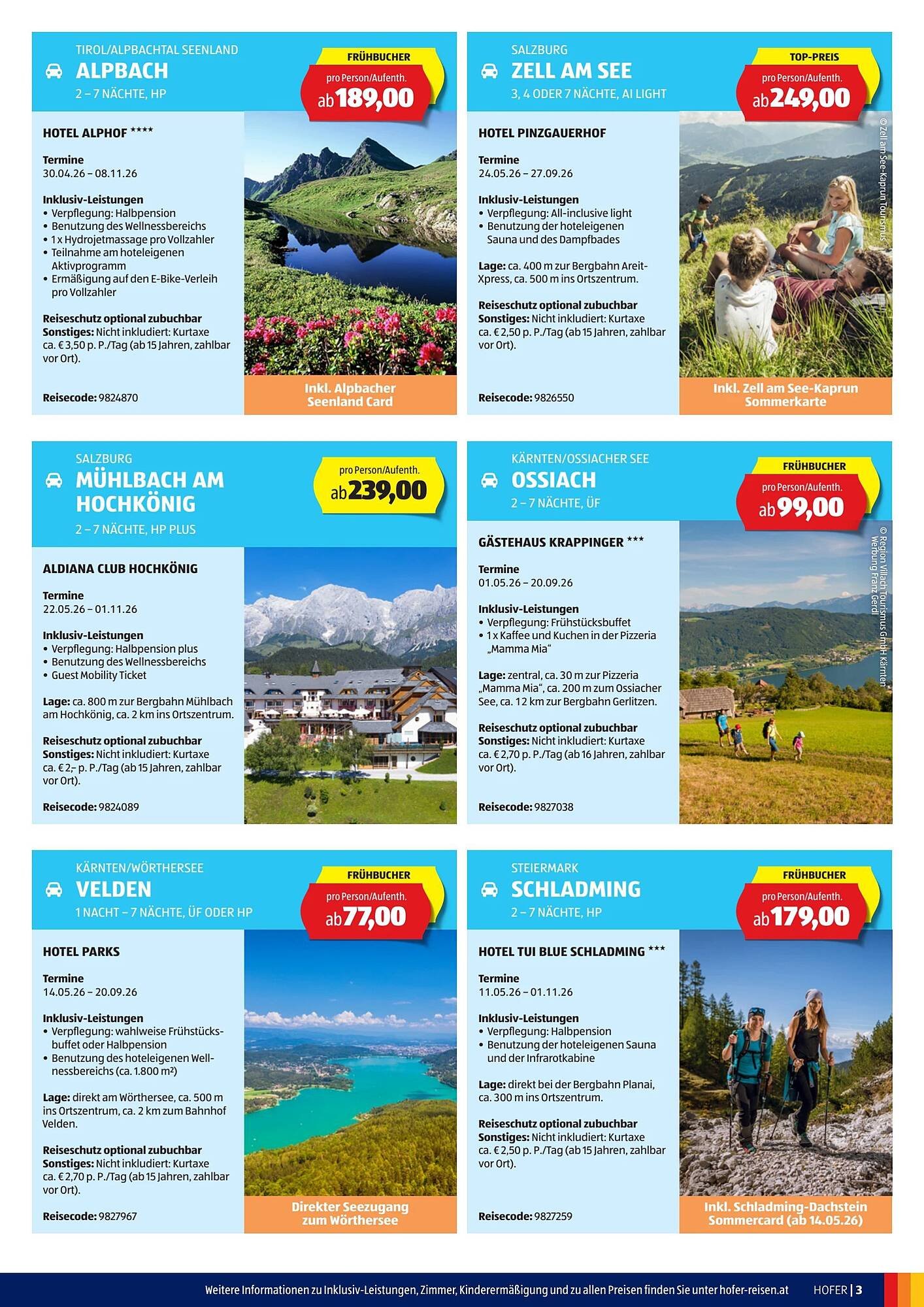 Hofer Reisen Flugblatt