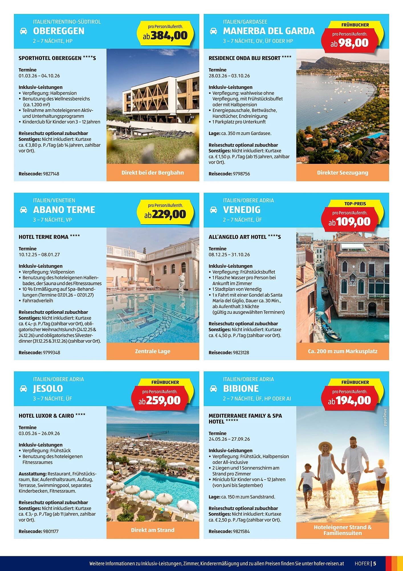 Hofer Reisen Flugblatt