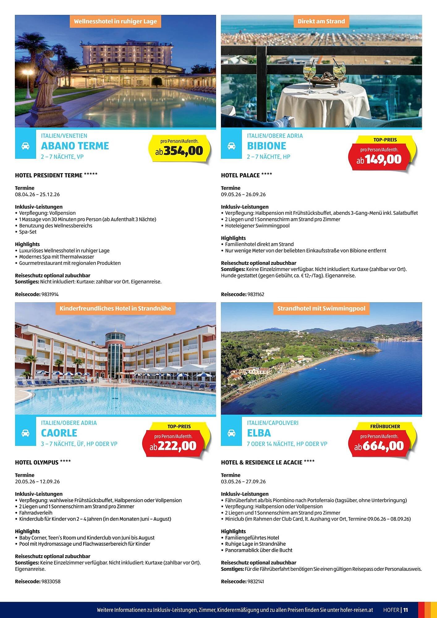 Hofer Reisen Flugblatt