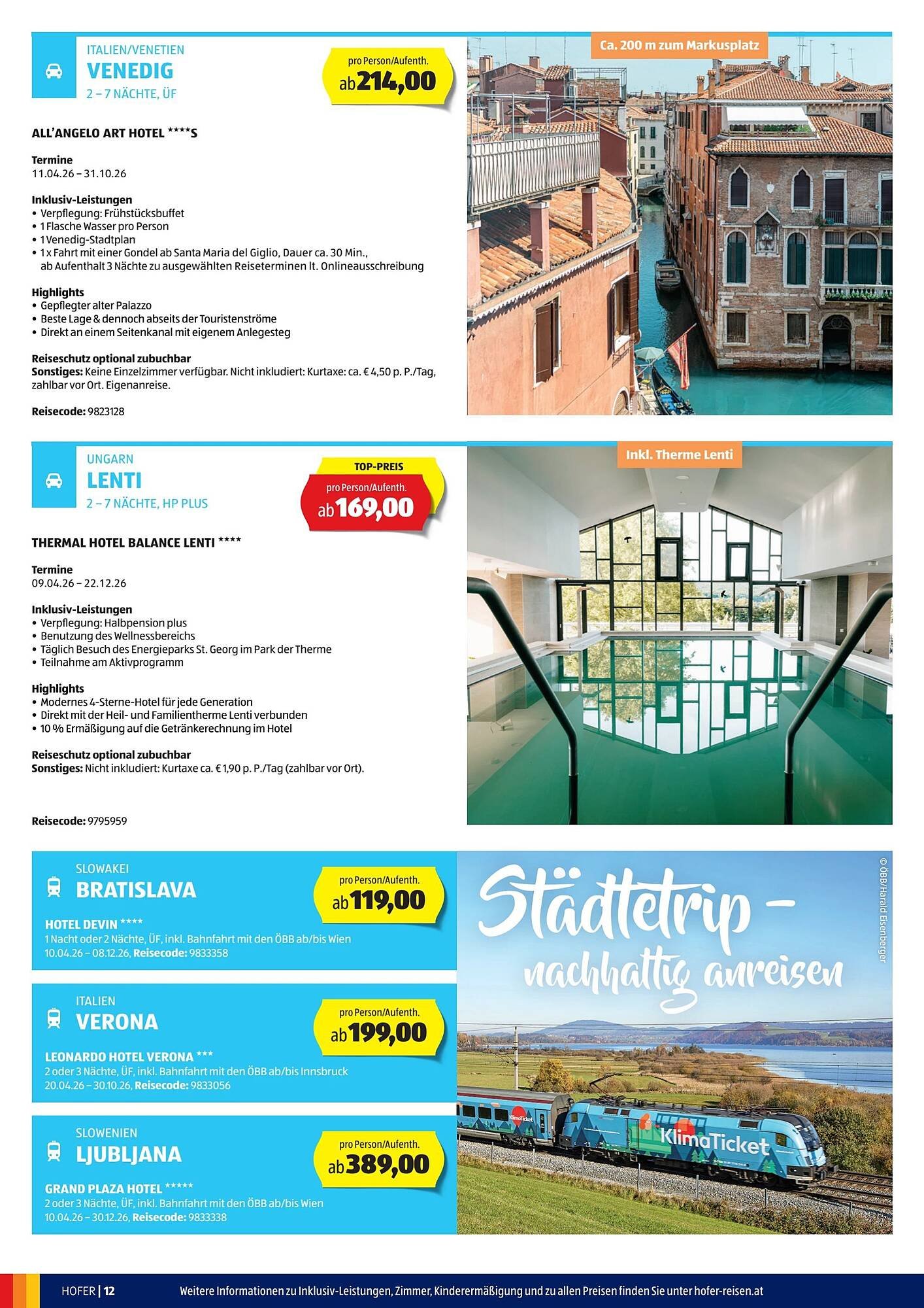 Hofer Reisen Flugblatt