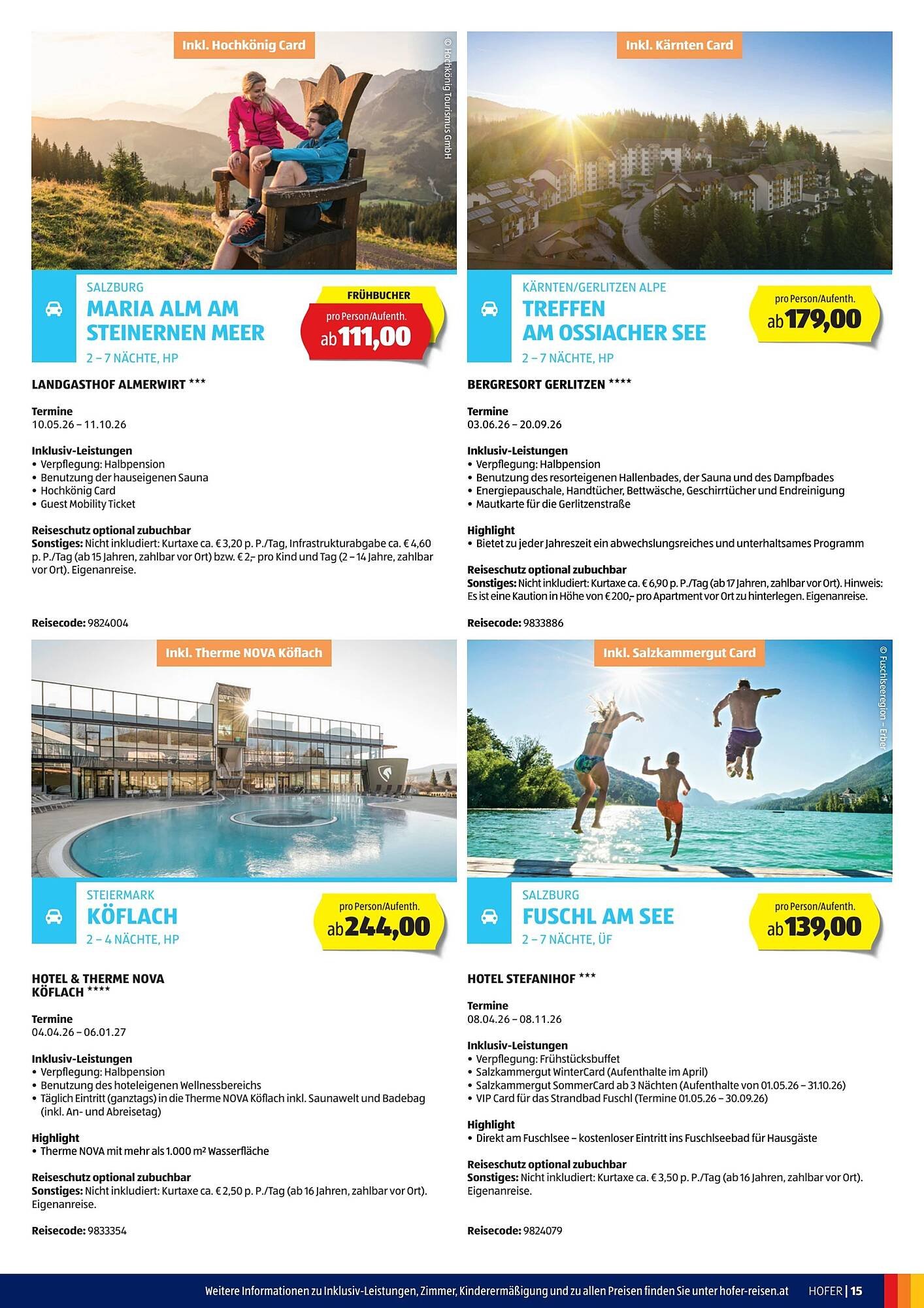 Hofer Reisen Flugblatt