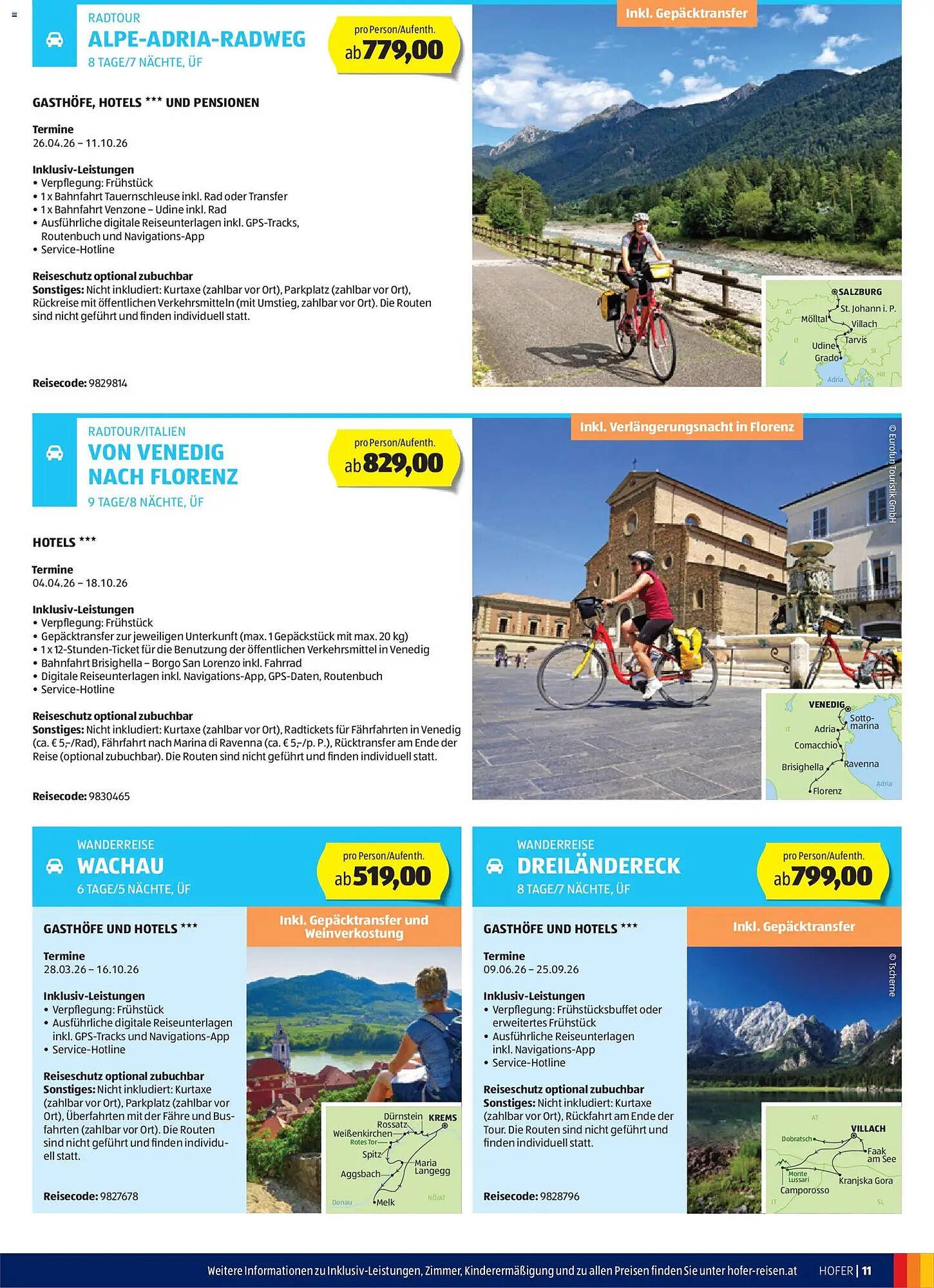 Hofer Reisen Flugblatt