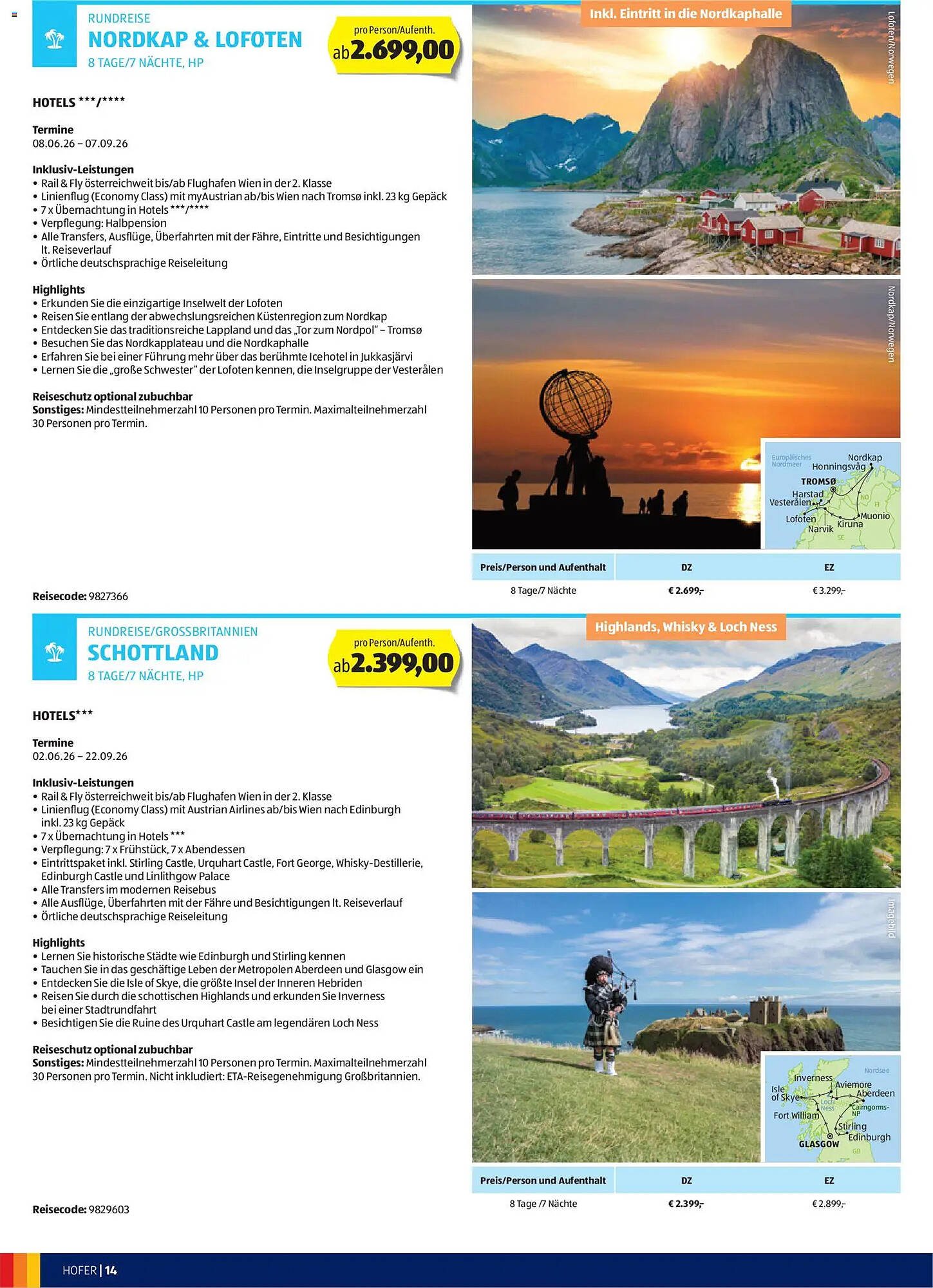 Hofer Reisen Flugblatt