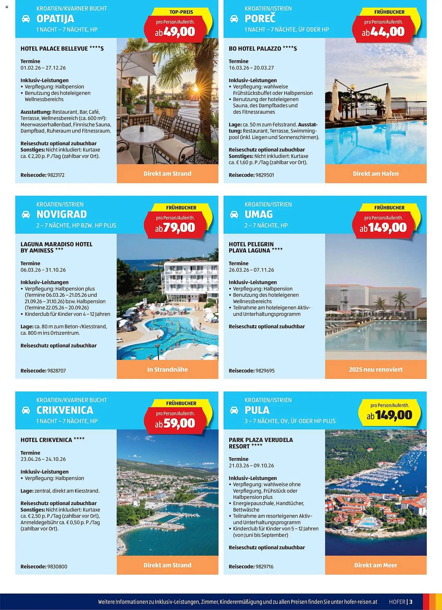 Hofer Reisen Flugblatt