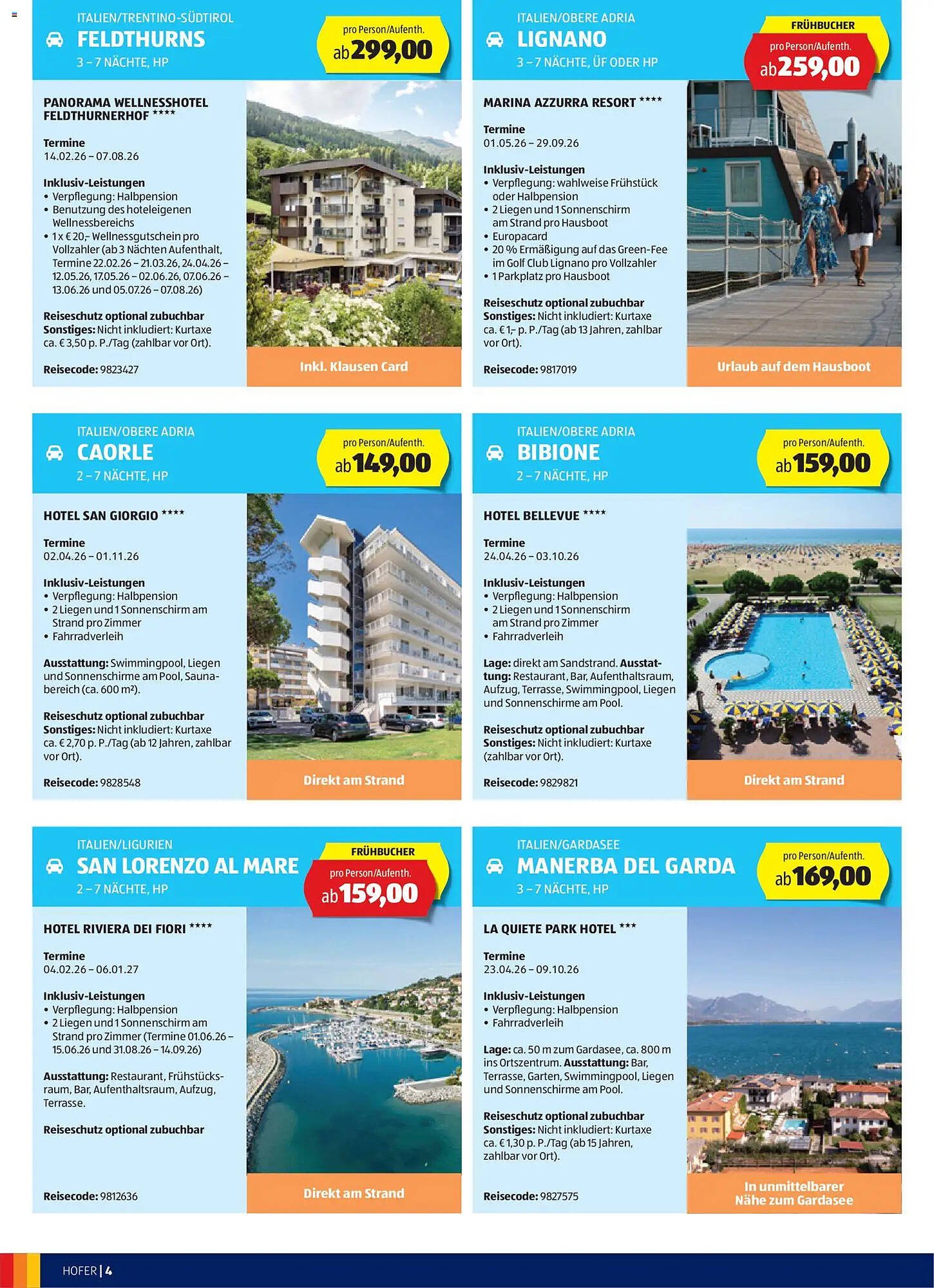 Hofer Reisen Flugblatt