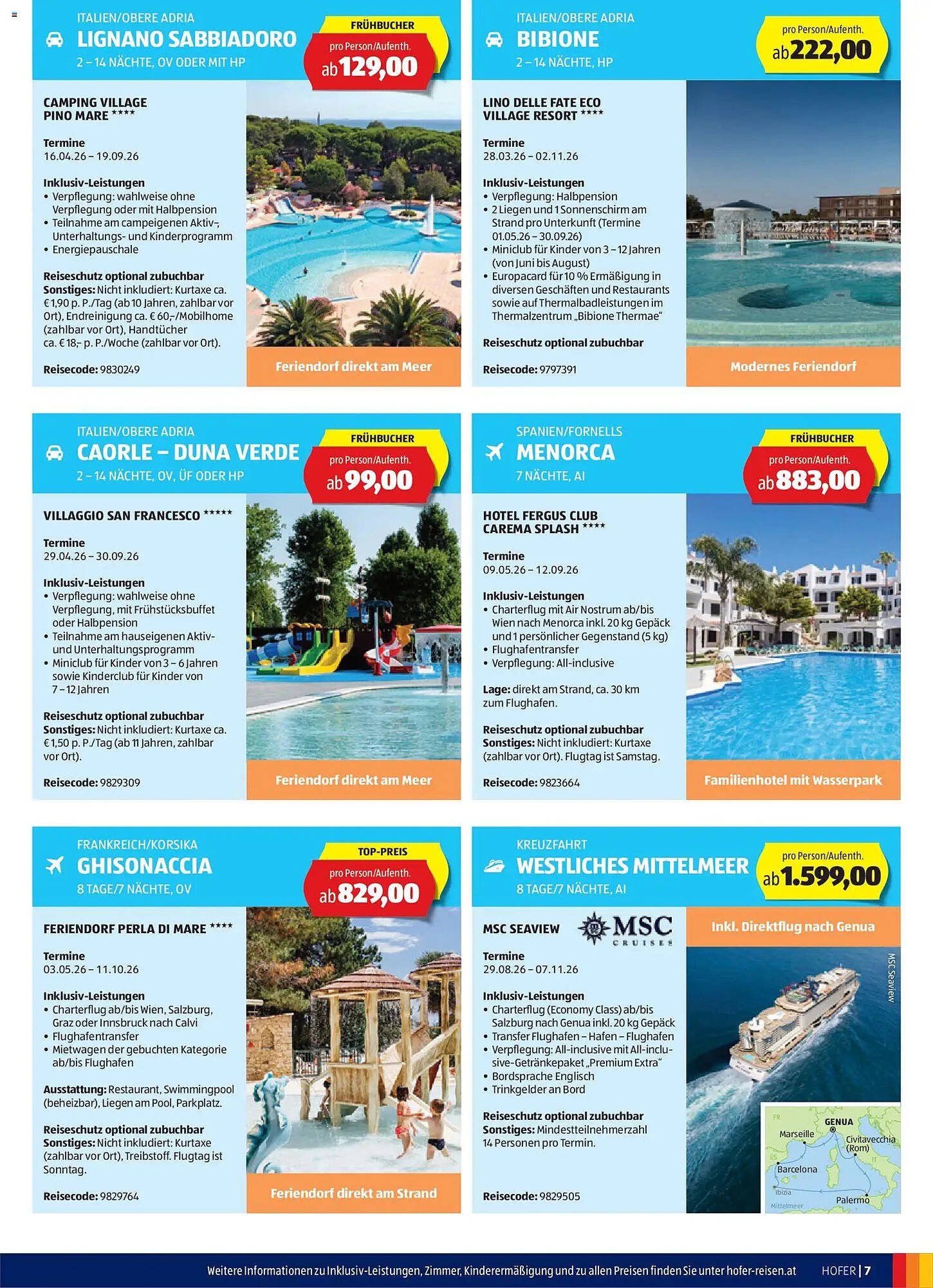Hofer Reisen Flugblatt