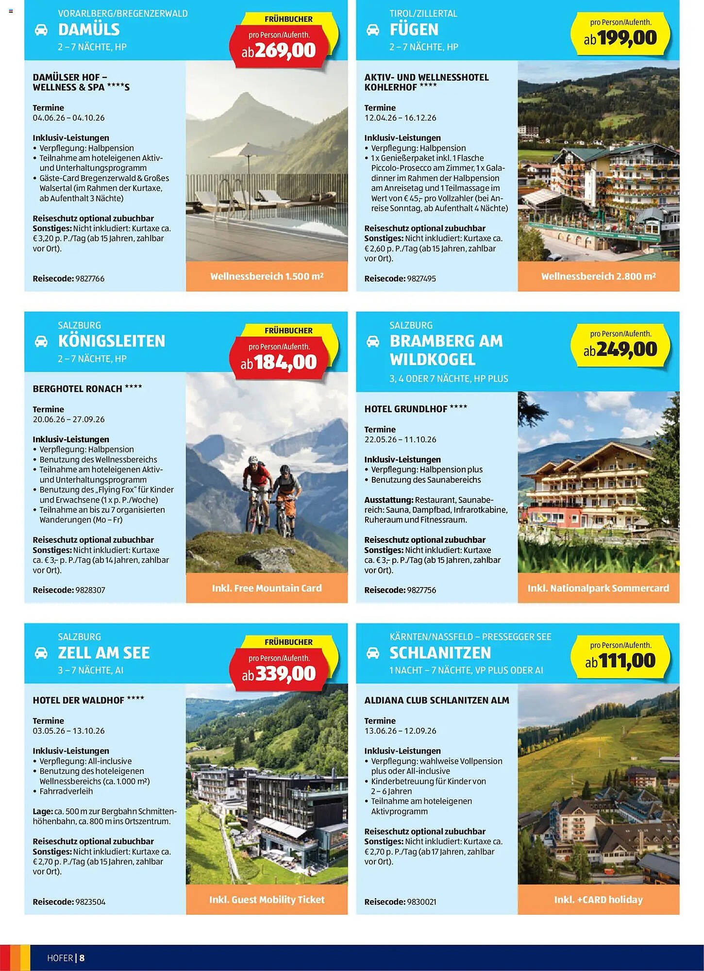 Hofer Reisen Flugblatt