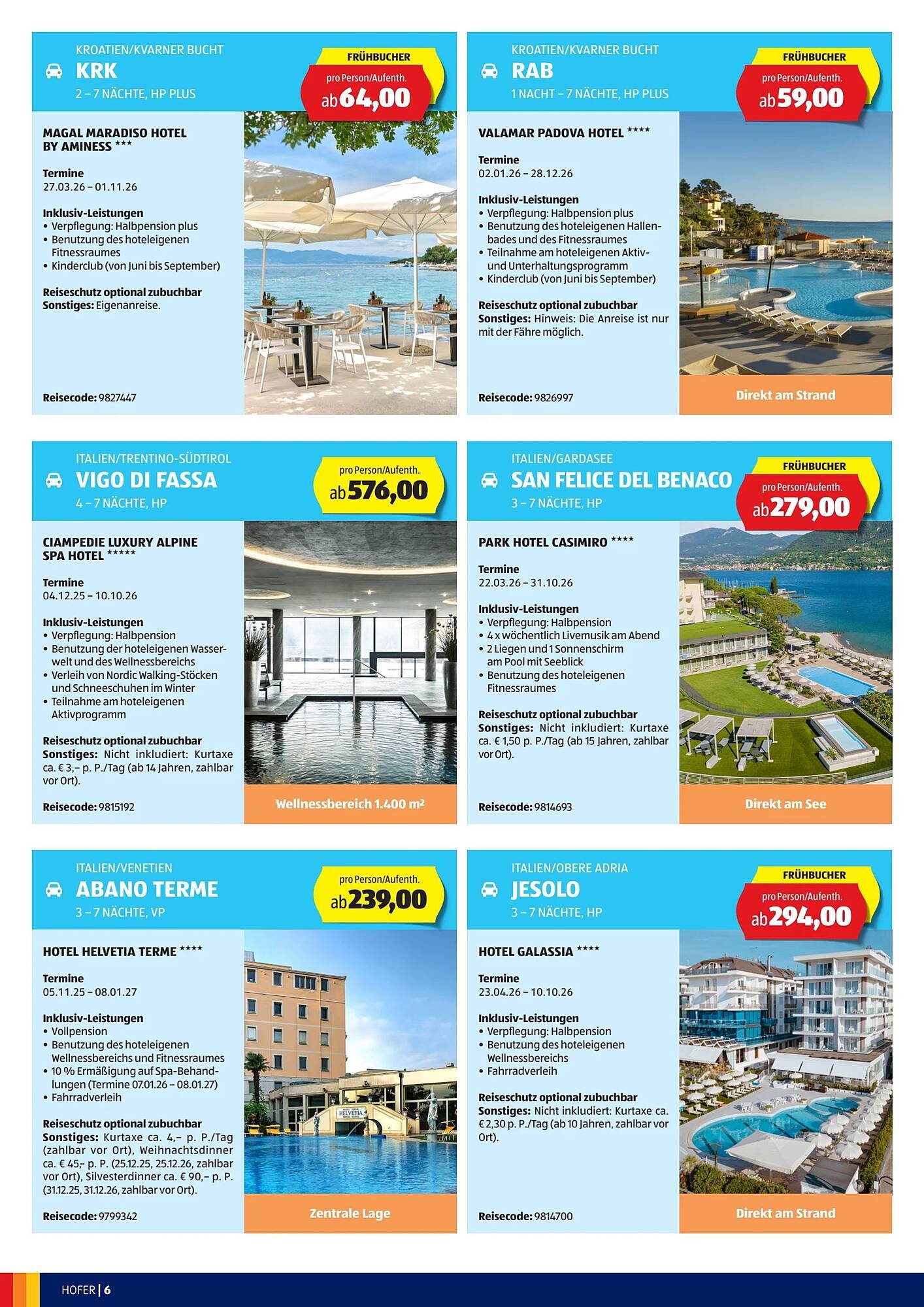 Hofer Reisen Flugblatt
