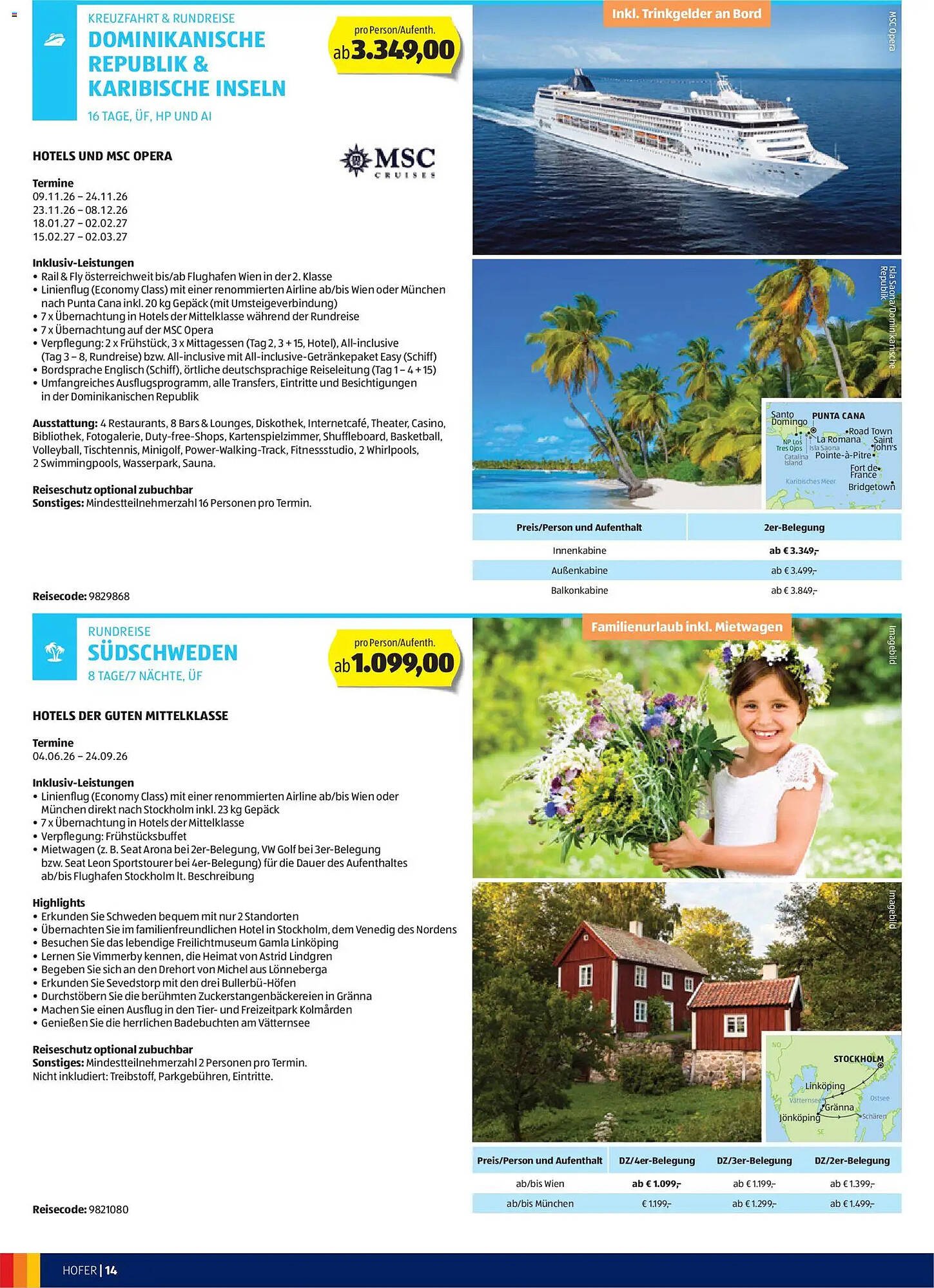 Hofer Reisen Flugblatt