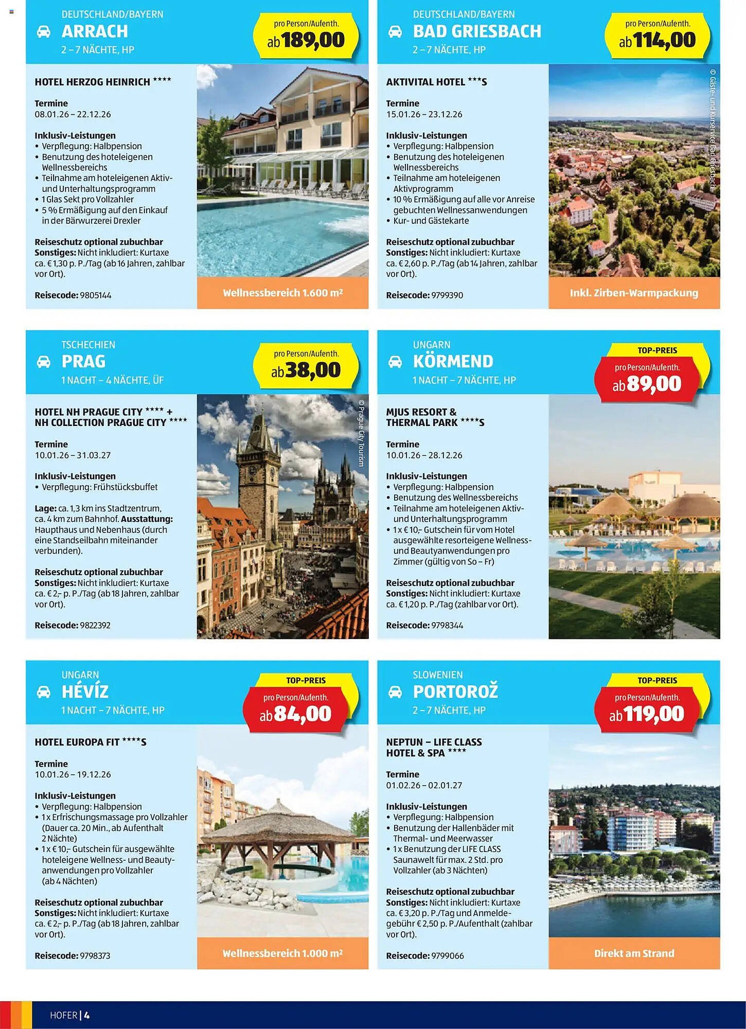 Hofer Reisen Flugblatt