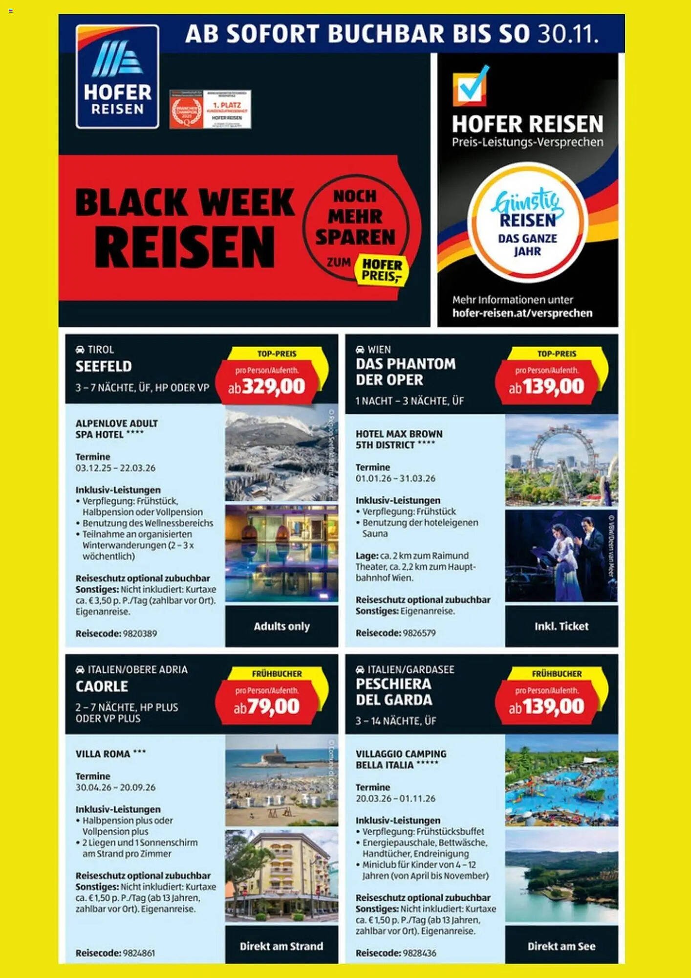 Hofer Reisen Flugblatt