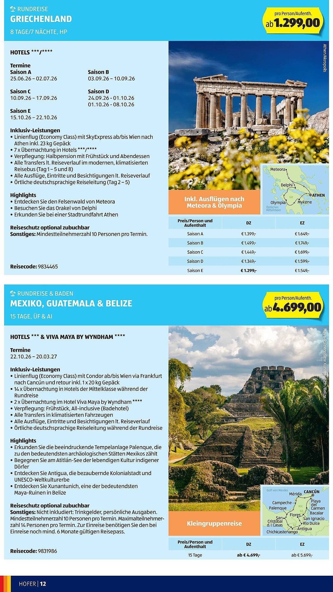 Hofer Reisen Flugblatt