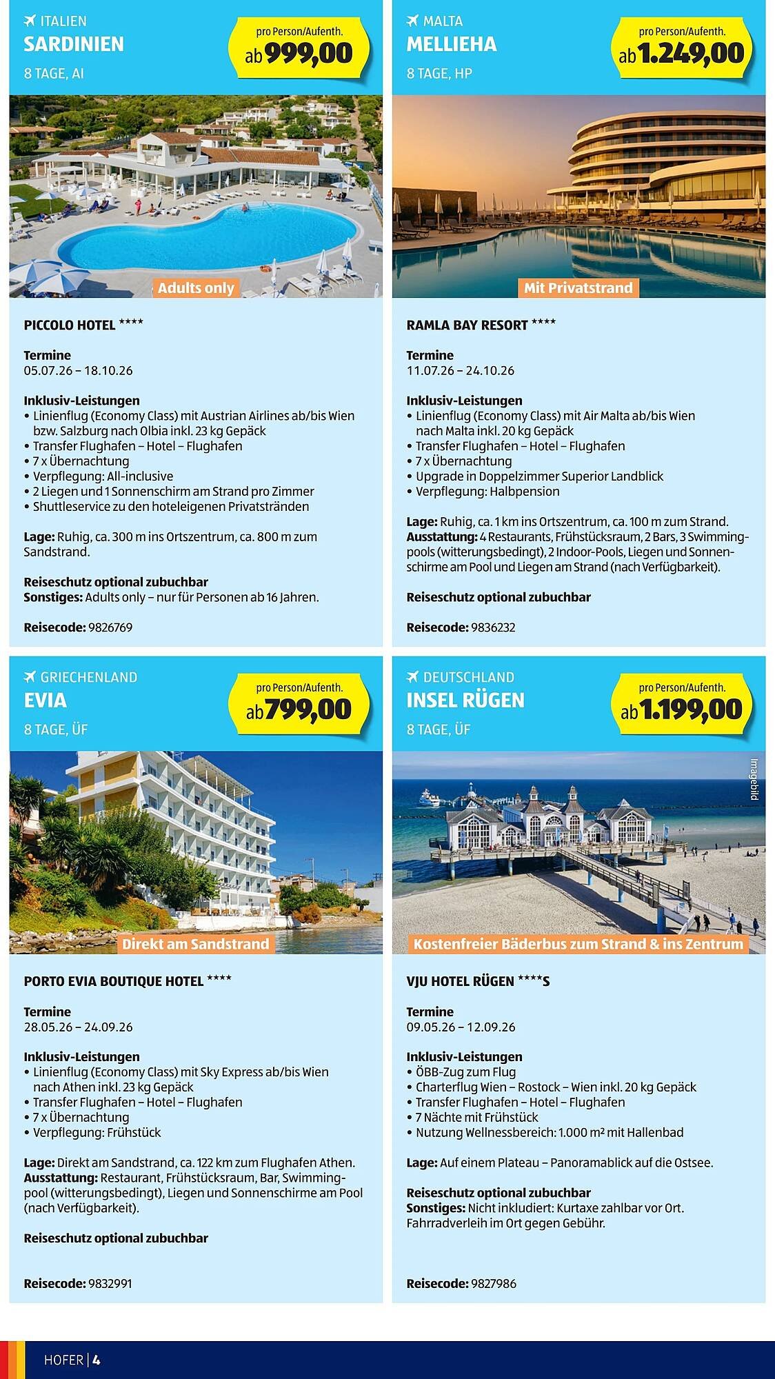 Hofer Reisen Flugblatt