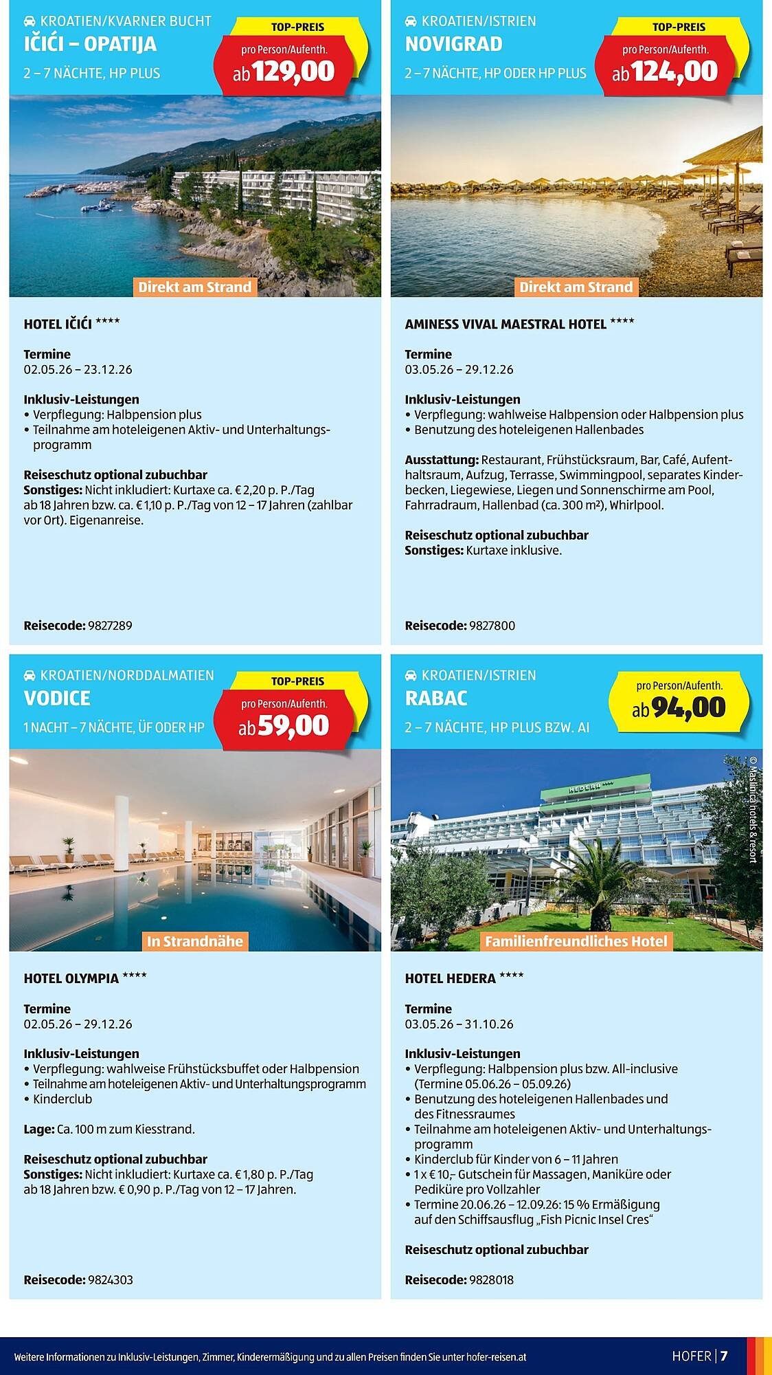 Hofer Reisen Flugblatt