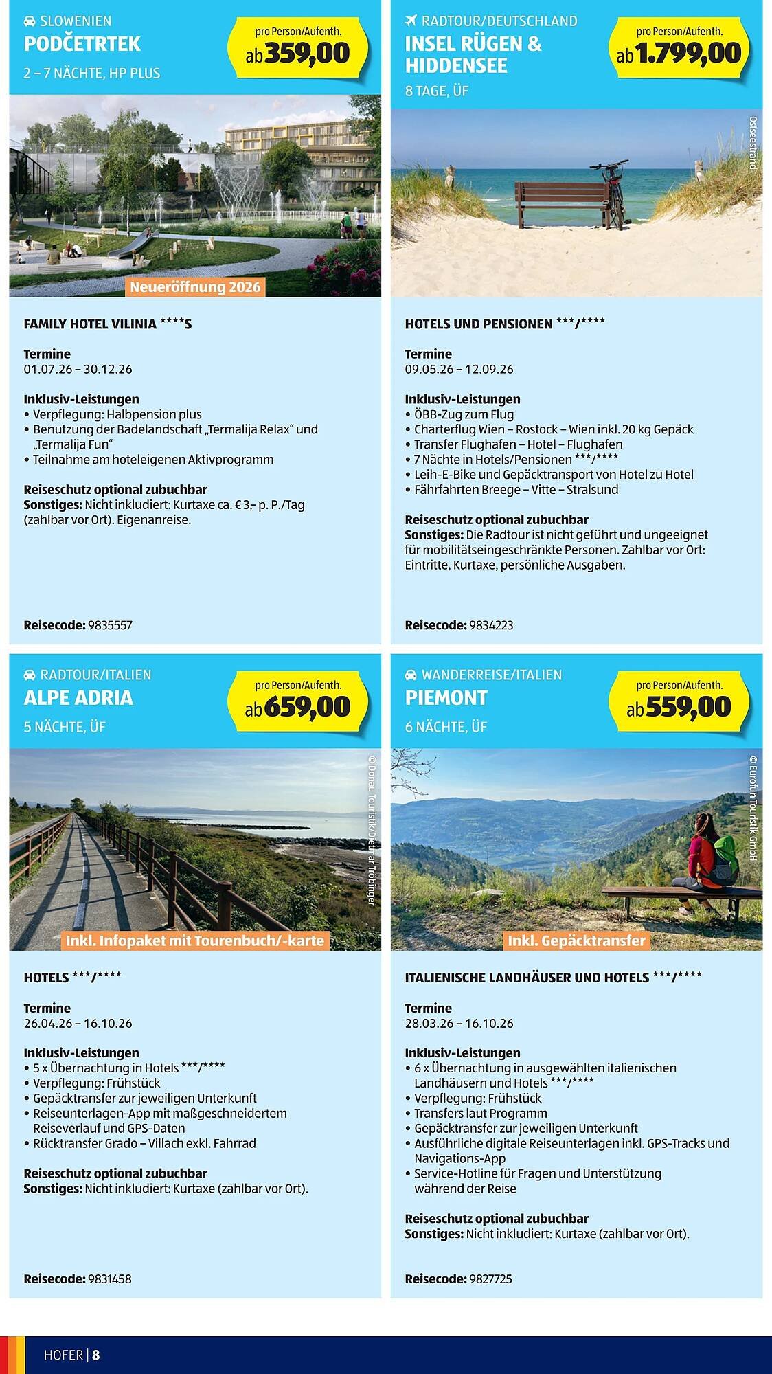 Hofer Reisen Flugblatt