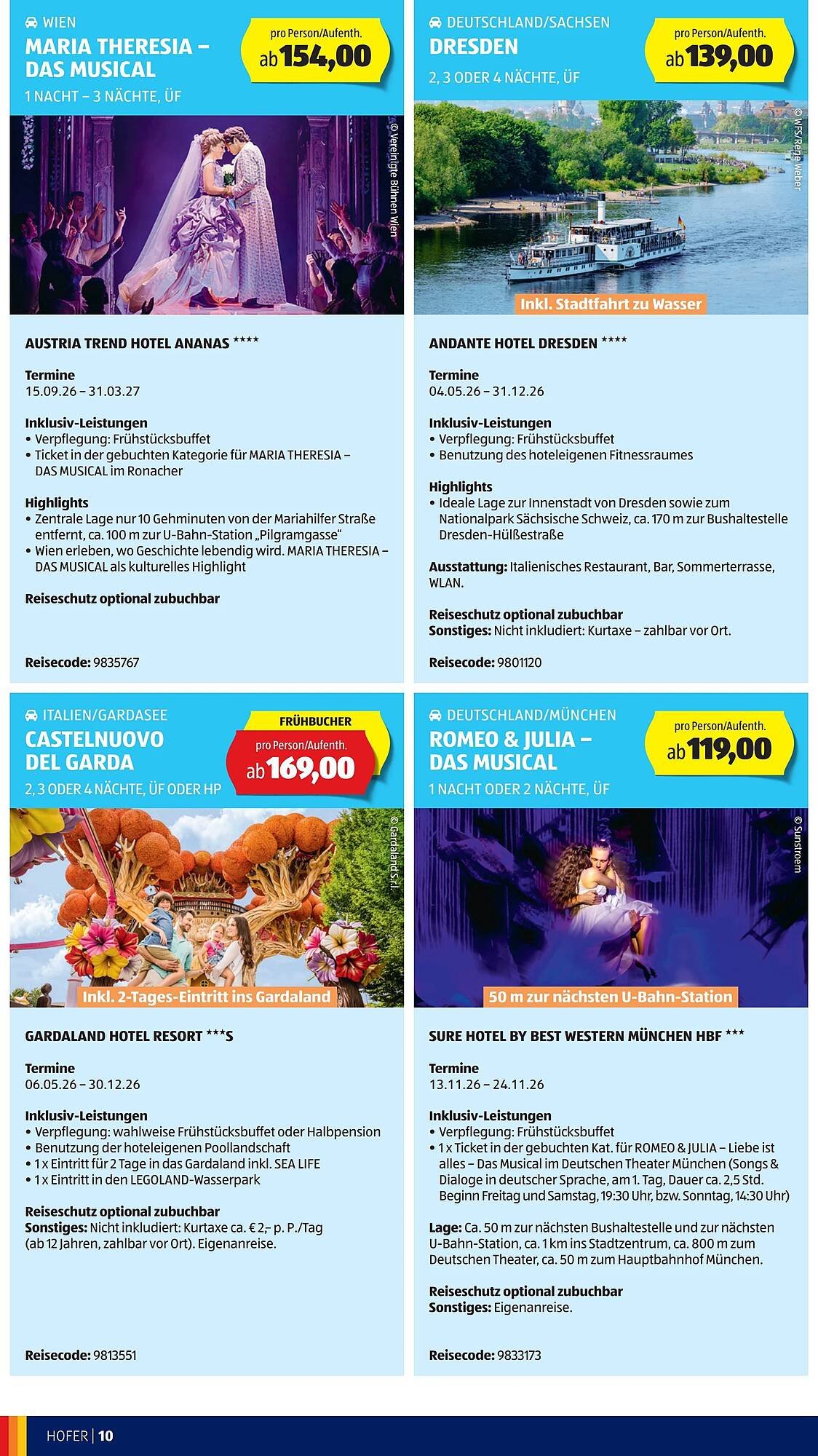 Hofer Reisen Flugblatt