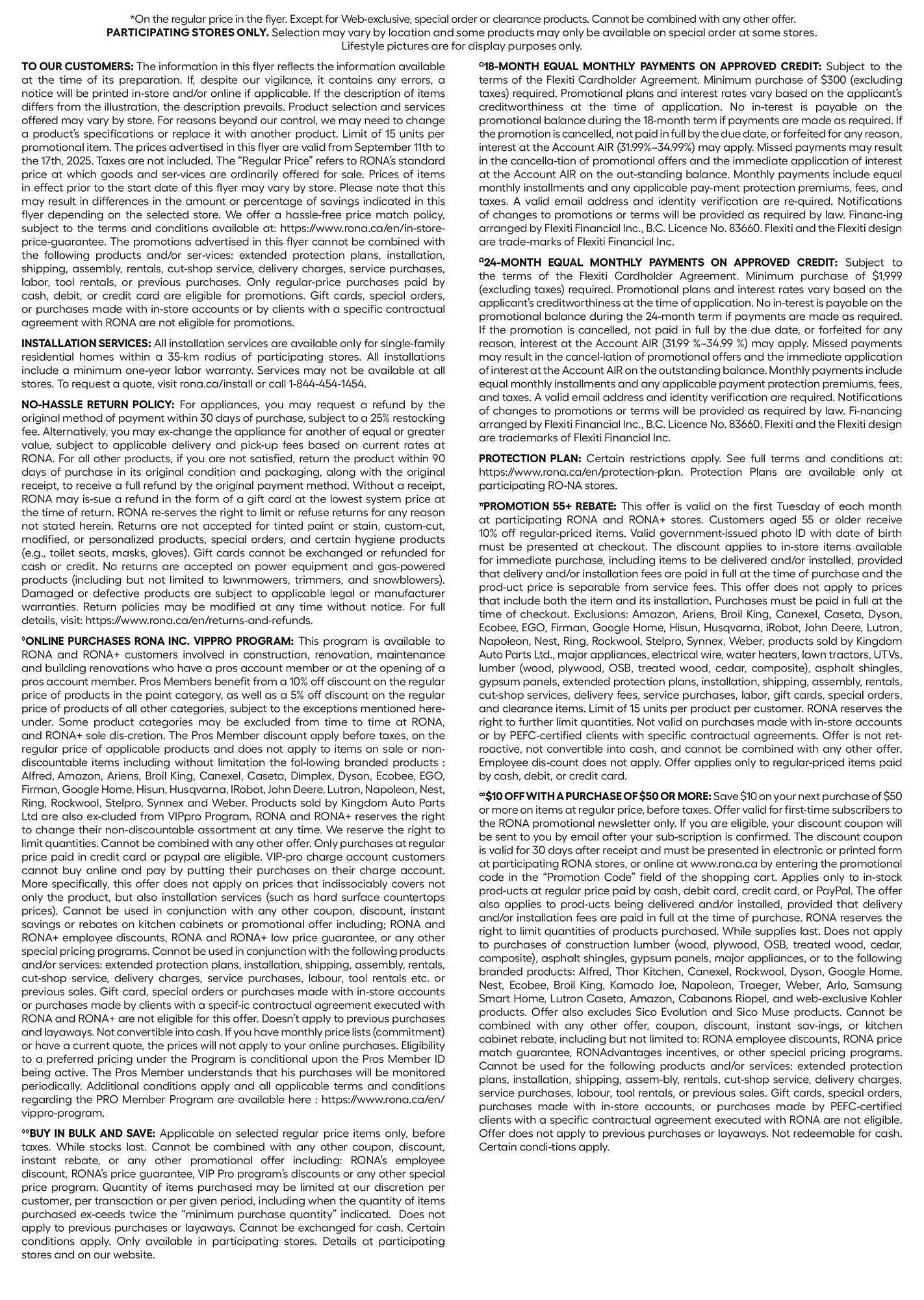 RONA flyer