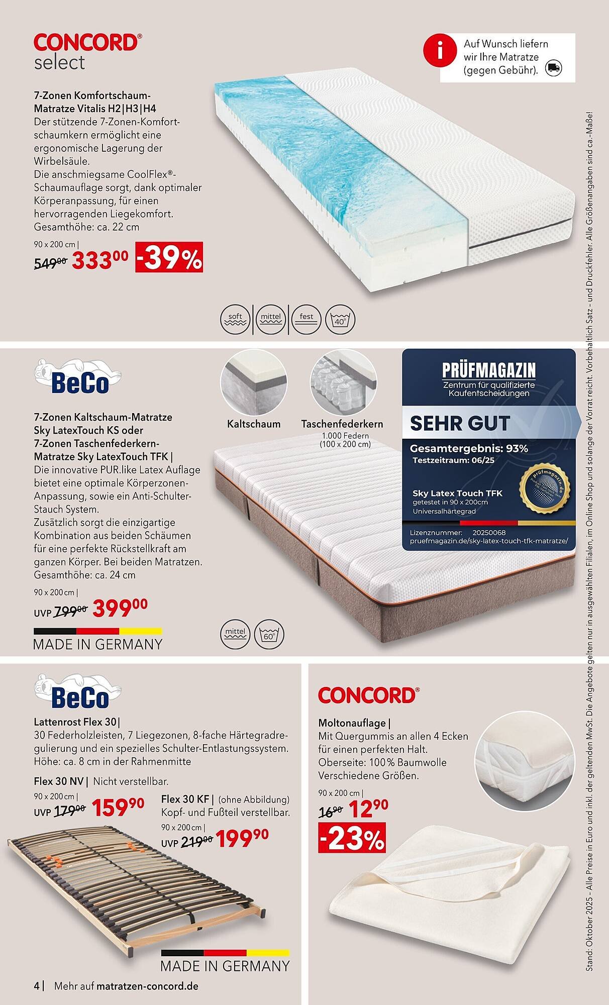 Matratzen Concord Prospekt