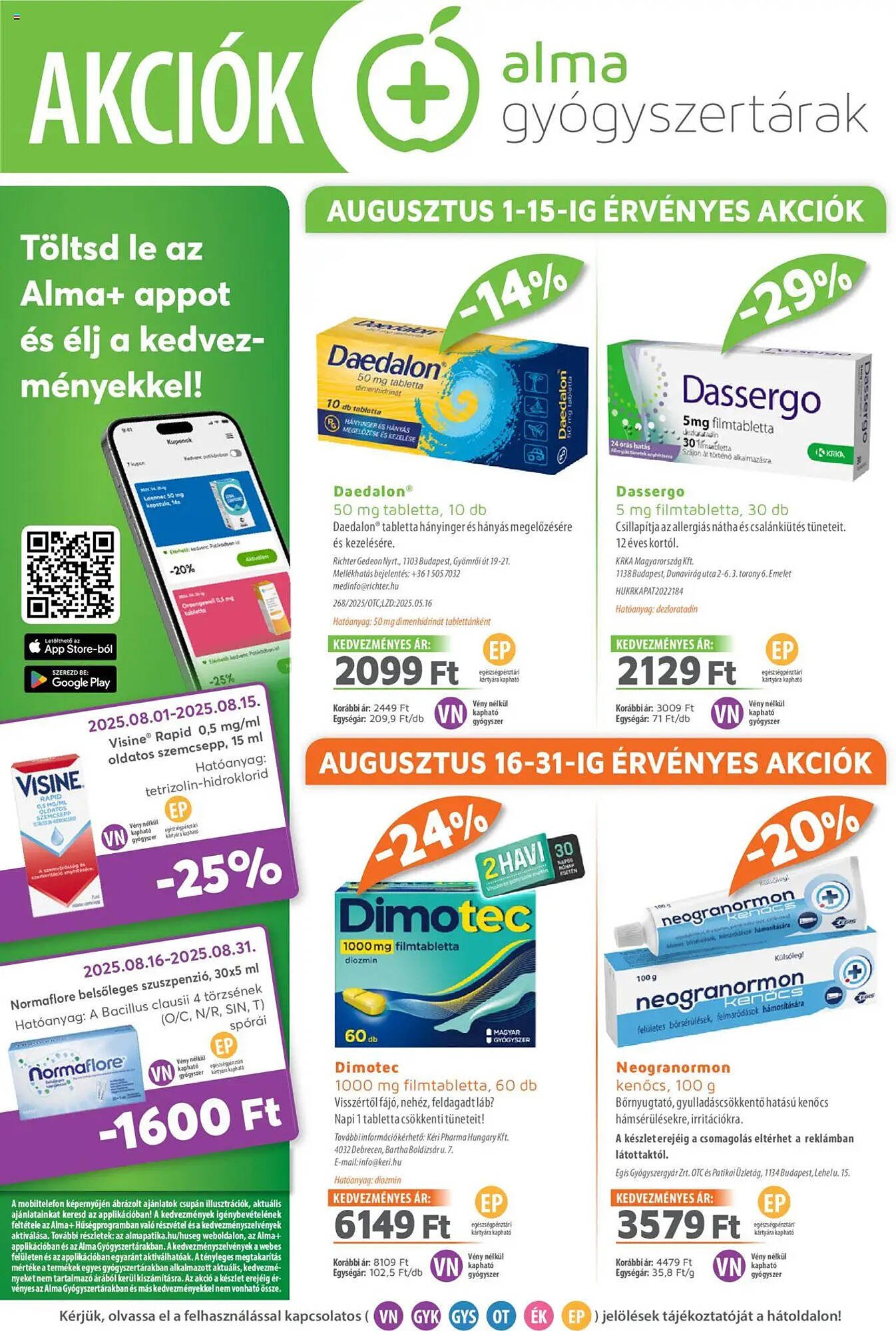 Alma Gyógyszertárak akciós újság (2025-08-01 - 2025-08-31)