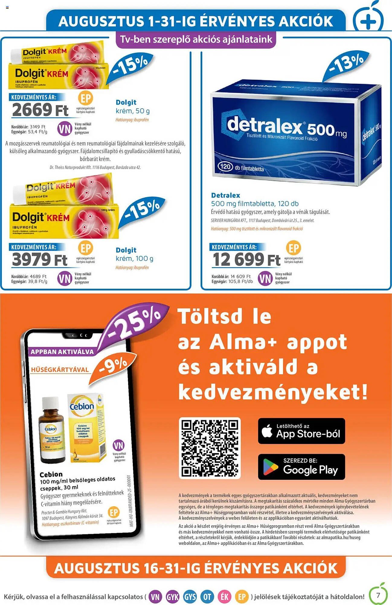 Alma Gyógyszertárak akciós újság (2025-08-01 - 2025-08-31)