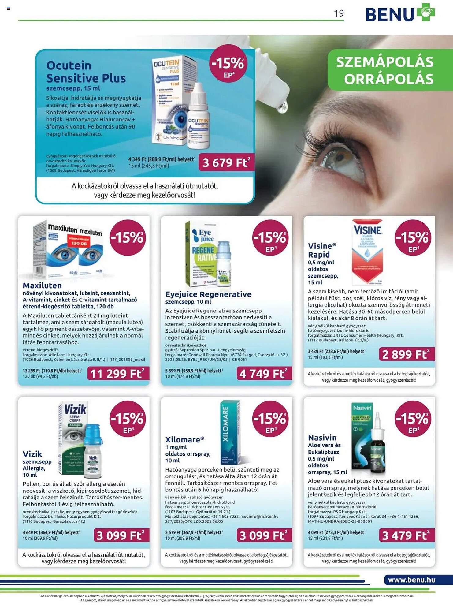 Benu Gyógyszertárak akciós újság (2025-07-01 - 2025-07-31)