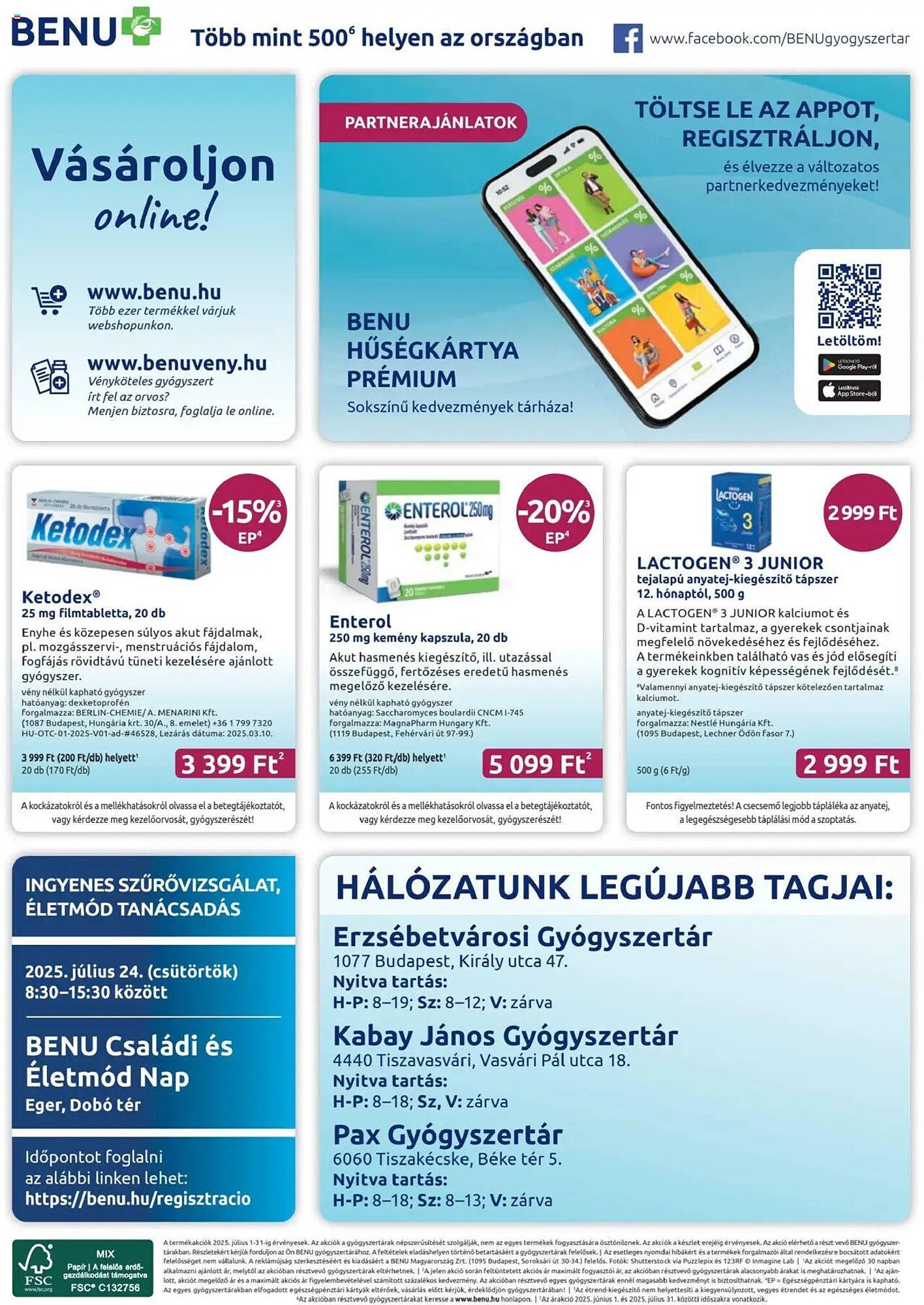Benu Gyógyszertárak akciós újság (2025-07-01 - 2025-07-31)