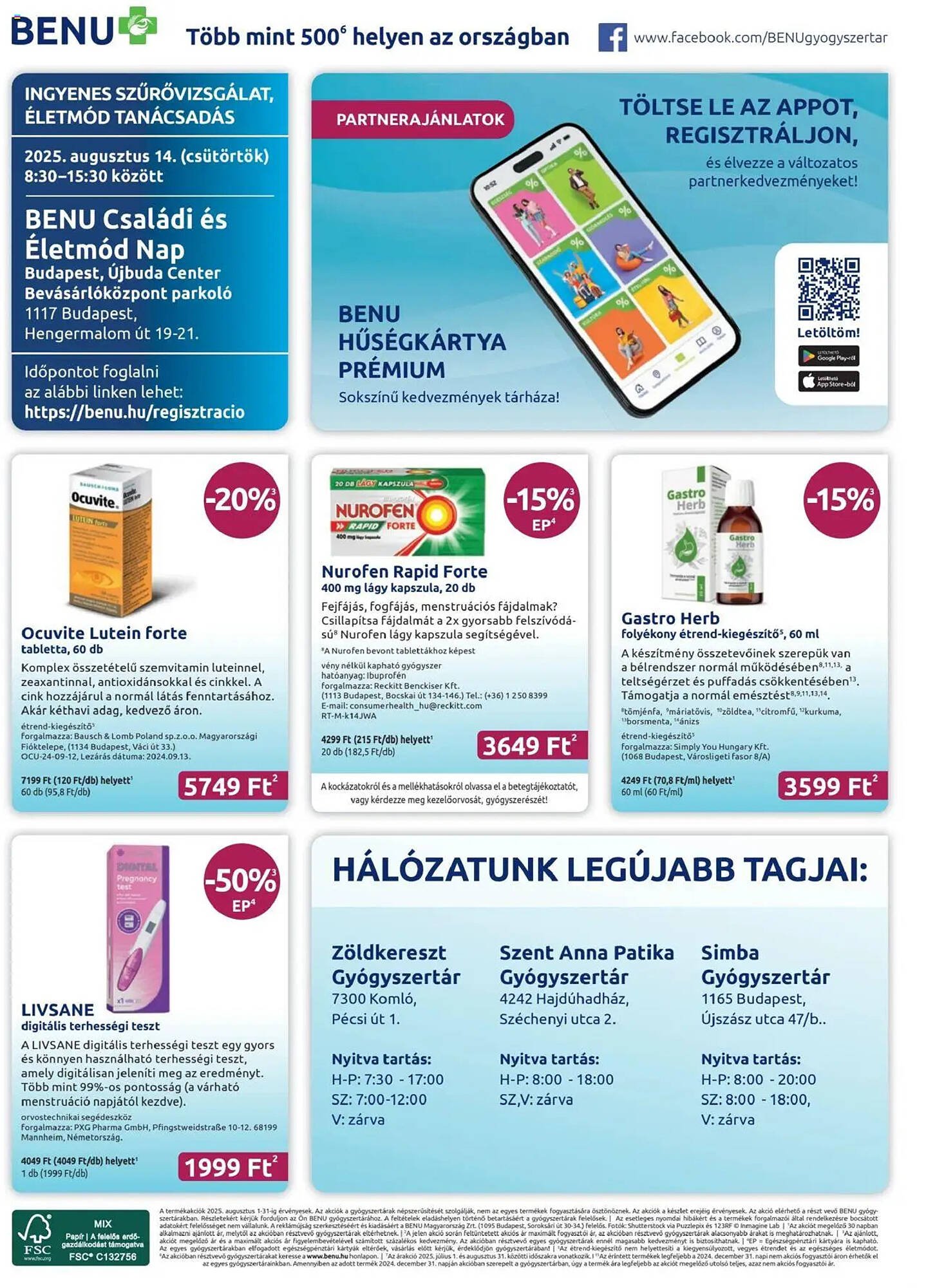 Benu Gyógyszertárak akciós újság (2025-08-01 - 2025-08-31)