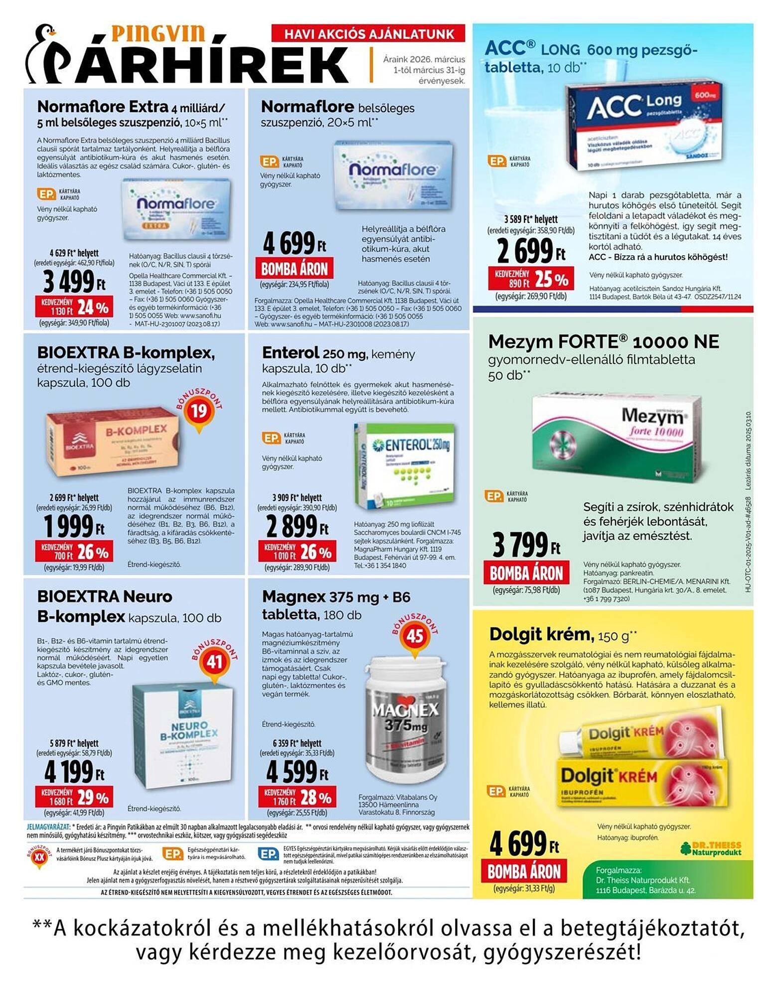 Pingvin Patika akciós újság (2026-03-01 - 2026-03-31)