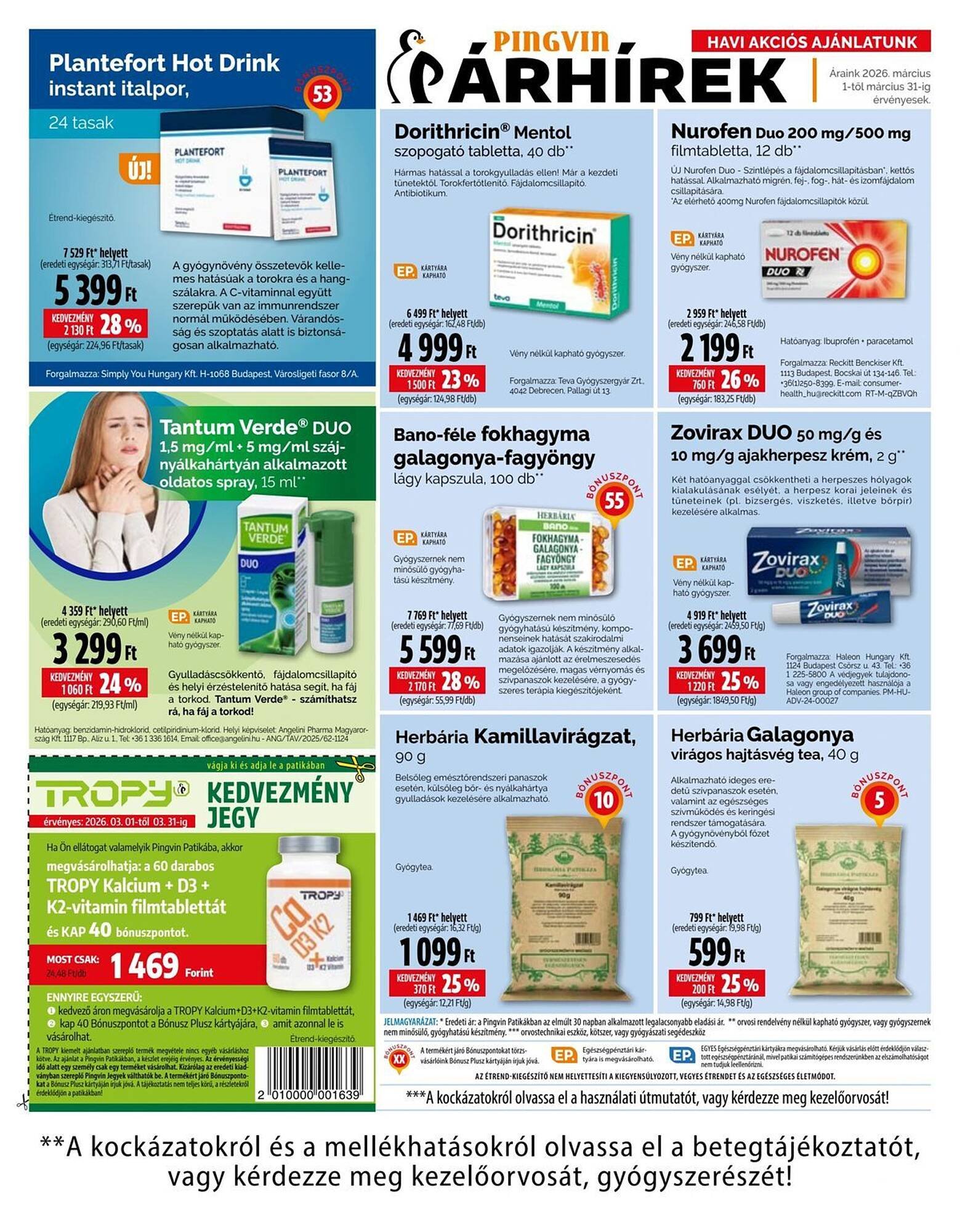 Pingvin Patika akciós újság (2026-03-01 - 2026-03-31)