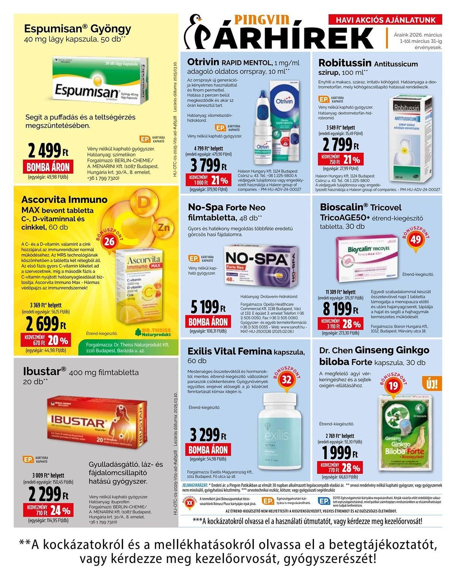 Pingvin Patika akciós újság (2026-03-01 - 2026-03-31)