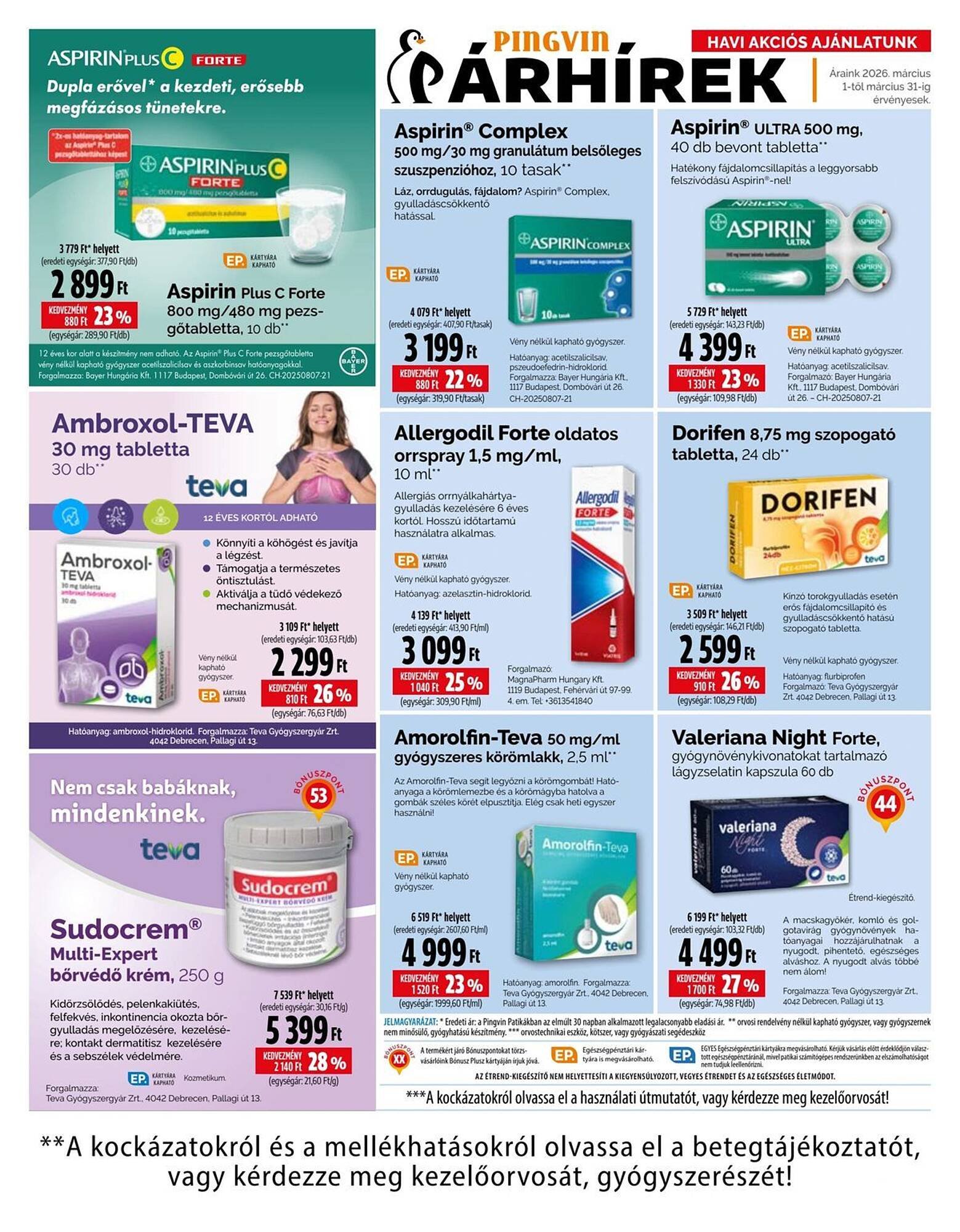 Pingvin Patika akciós újság (2026-03-01 - 2026-03-31)