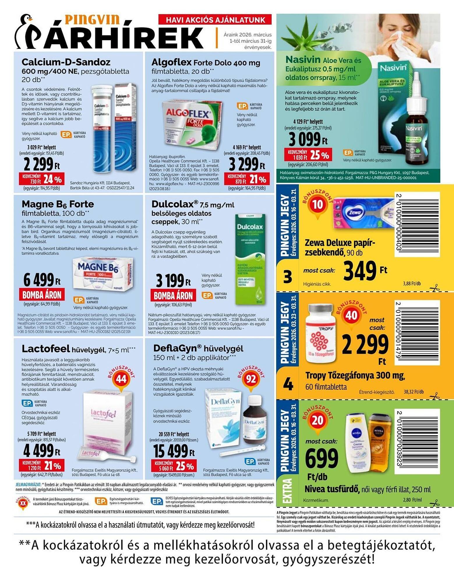 Pingvin Patika akciós újság (2026-03-01 - 2026-03-31)