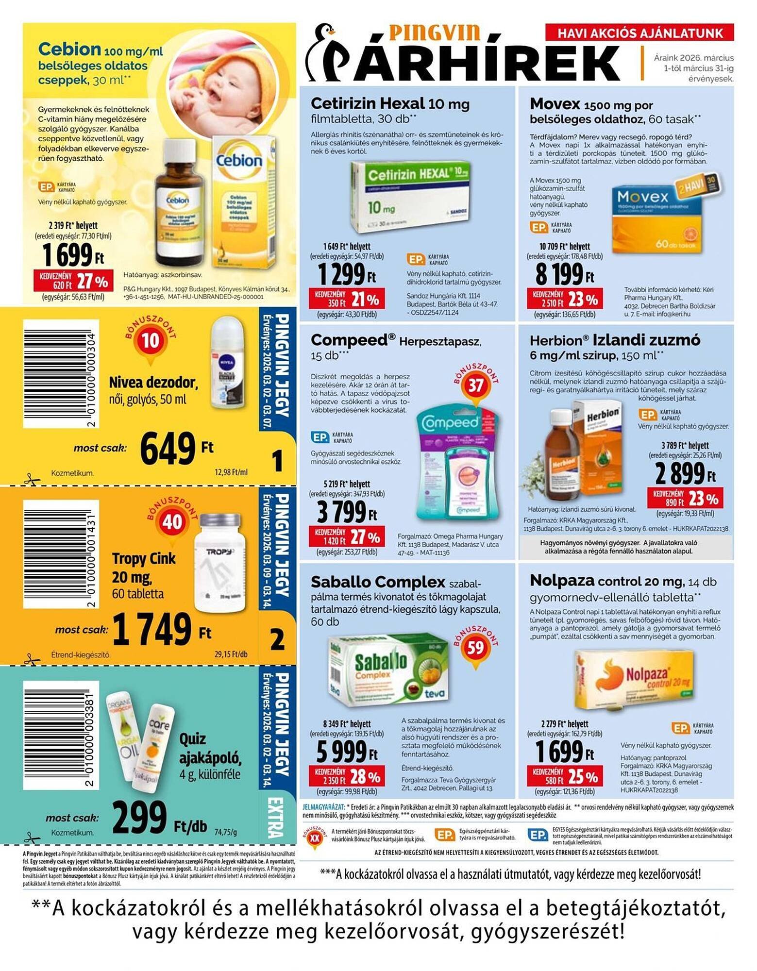 Pingvin Patika akciós újság (2026-03-01 - 2026-03-31)