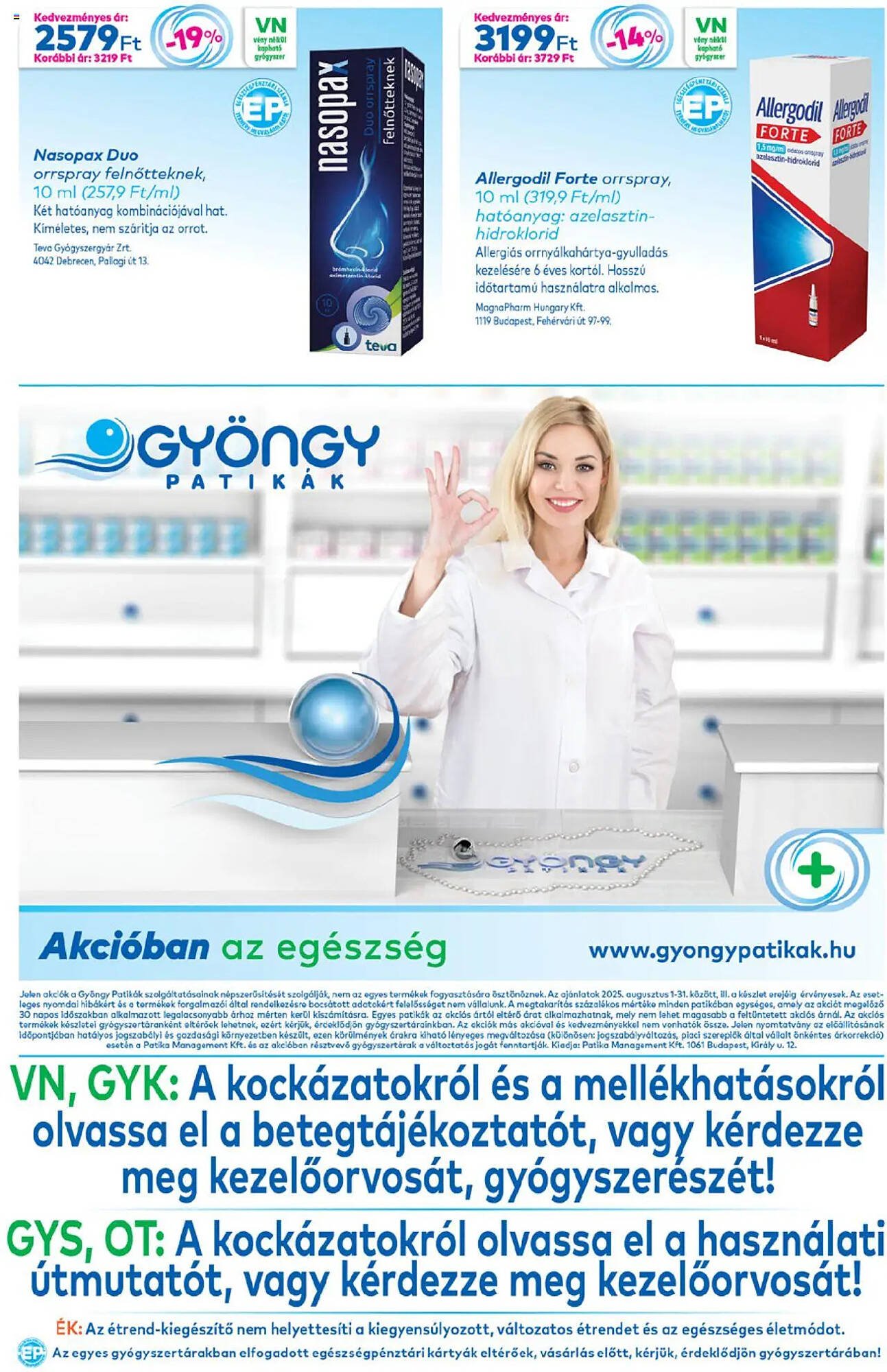 Gyöngy Patikák akciós újság (2025-08-01 - 2025-08-31)