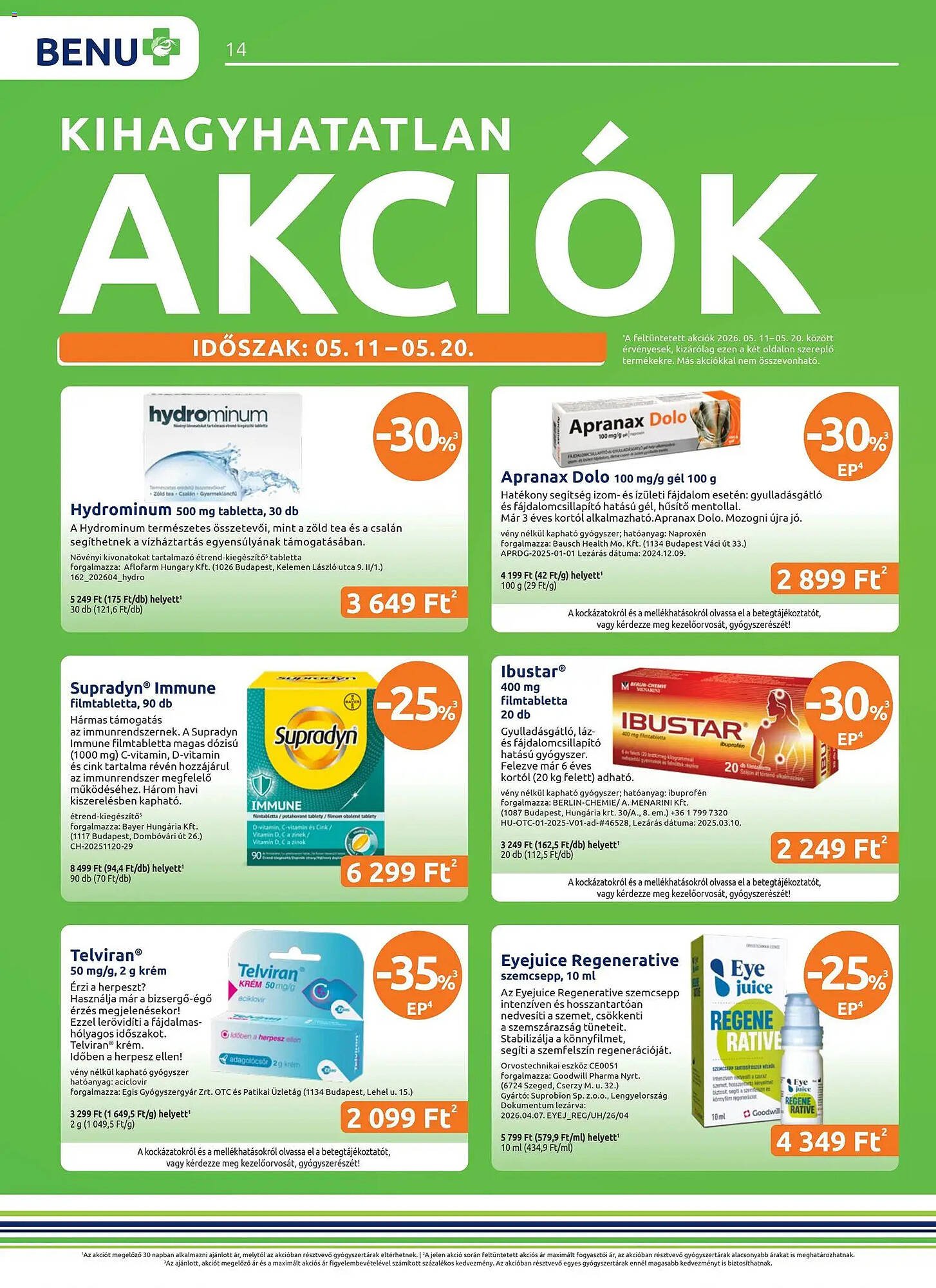 Benu Gyógyszertárak akciós újság
