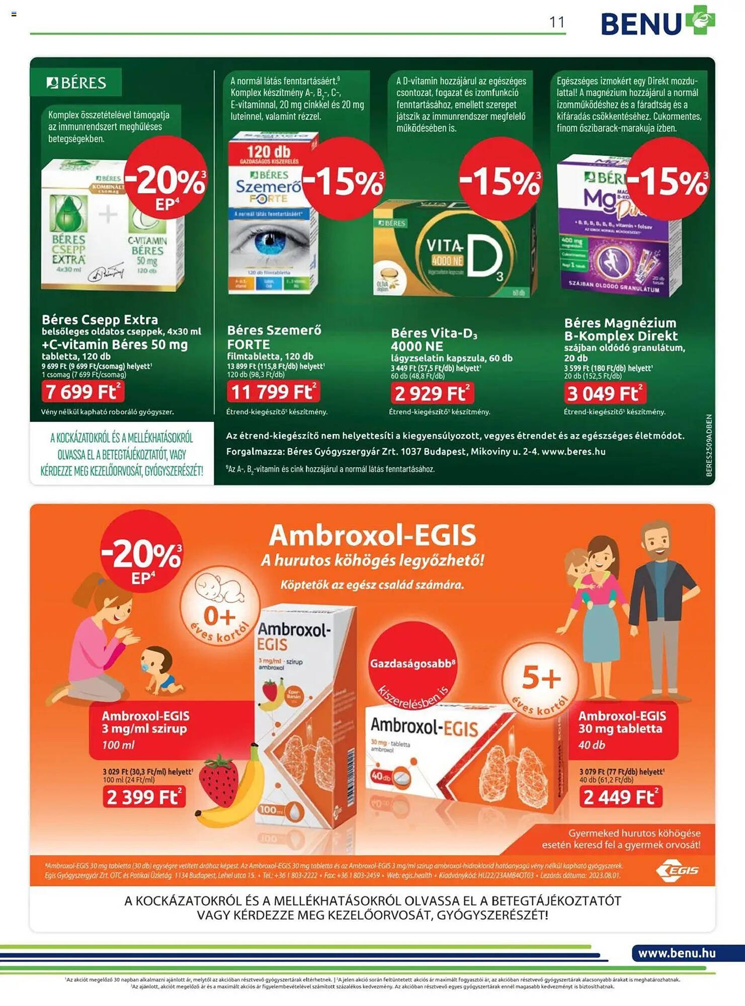Benu Gyógyszertárak akciós újság (2025-09-01 - 2025-09-30)