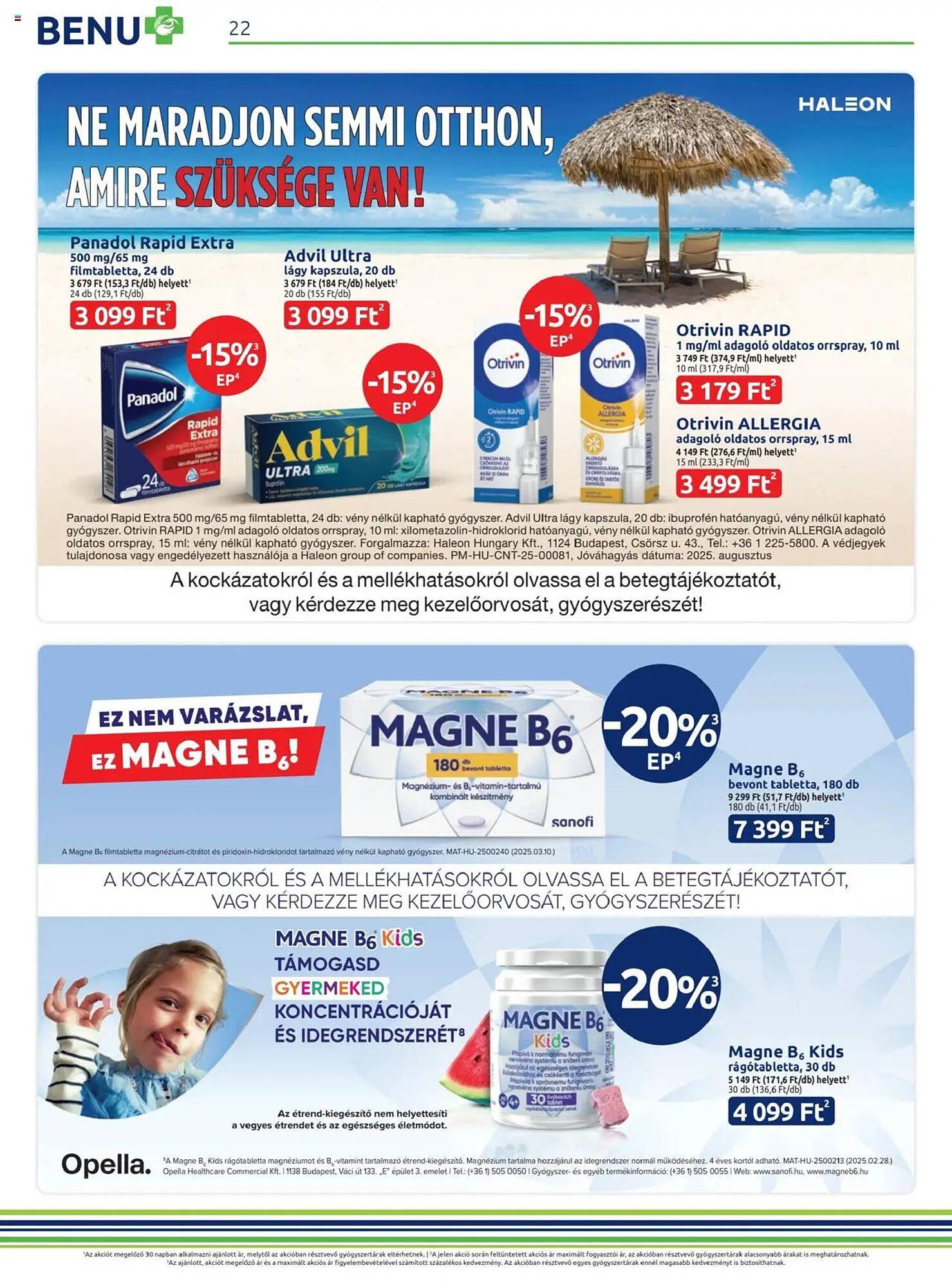 Benu Gyógyszertárak akciós újság (2025-09-01 - 2025-09-30)