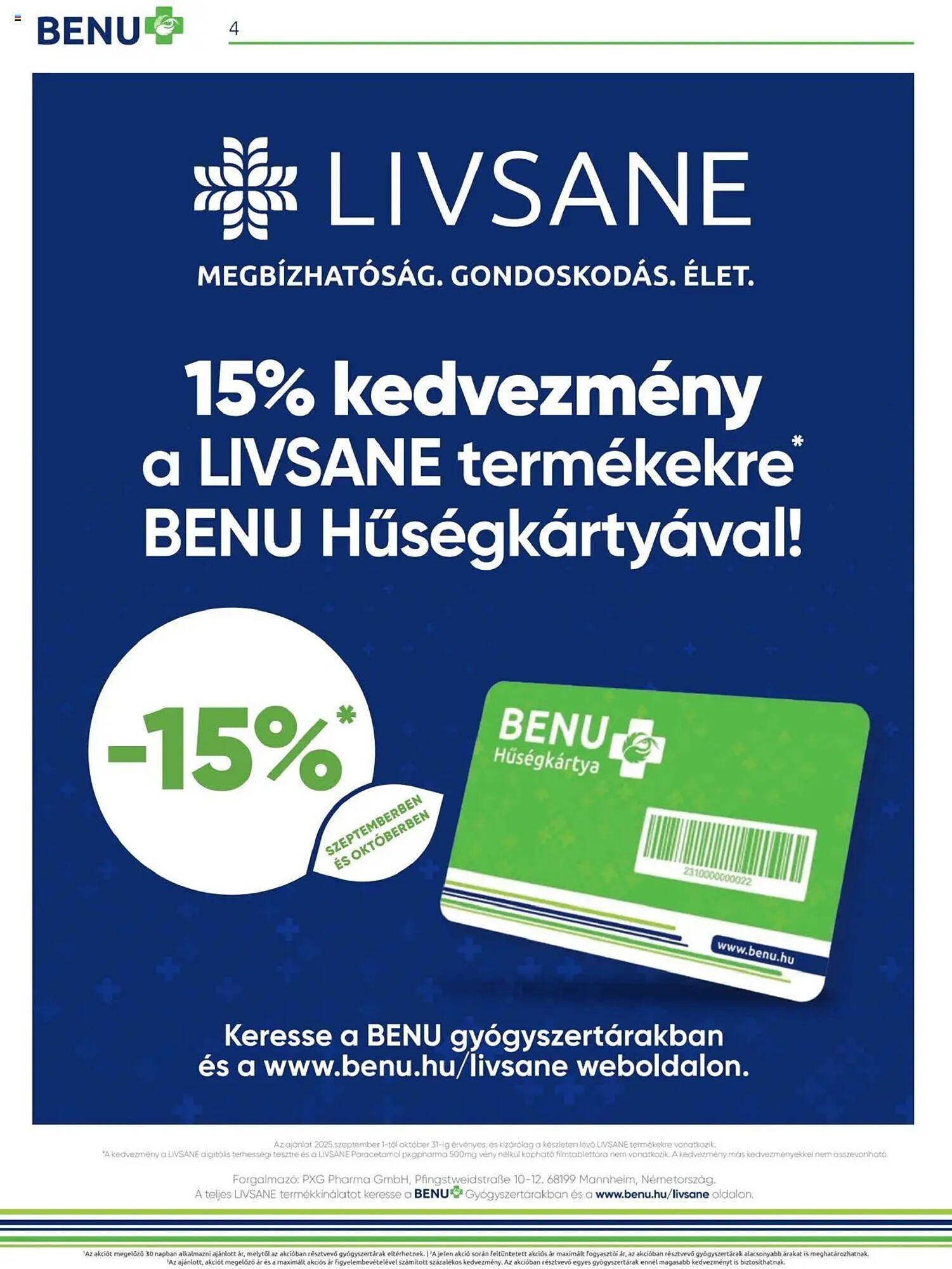 Benu Gyógyszertárak akciós újság (2025-09-01 - 2025-09-30)