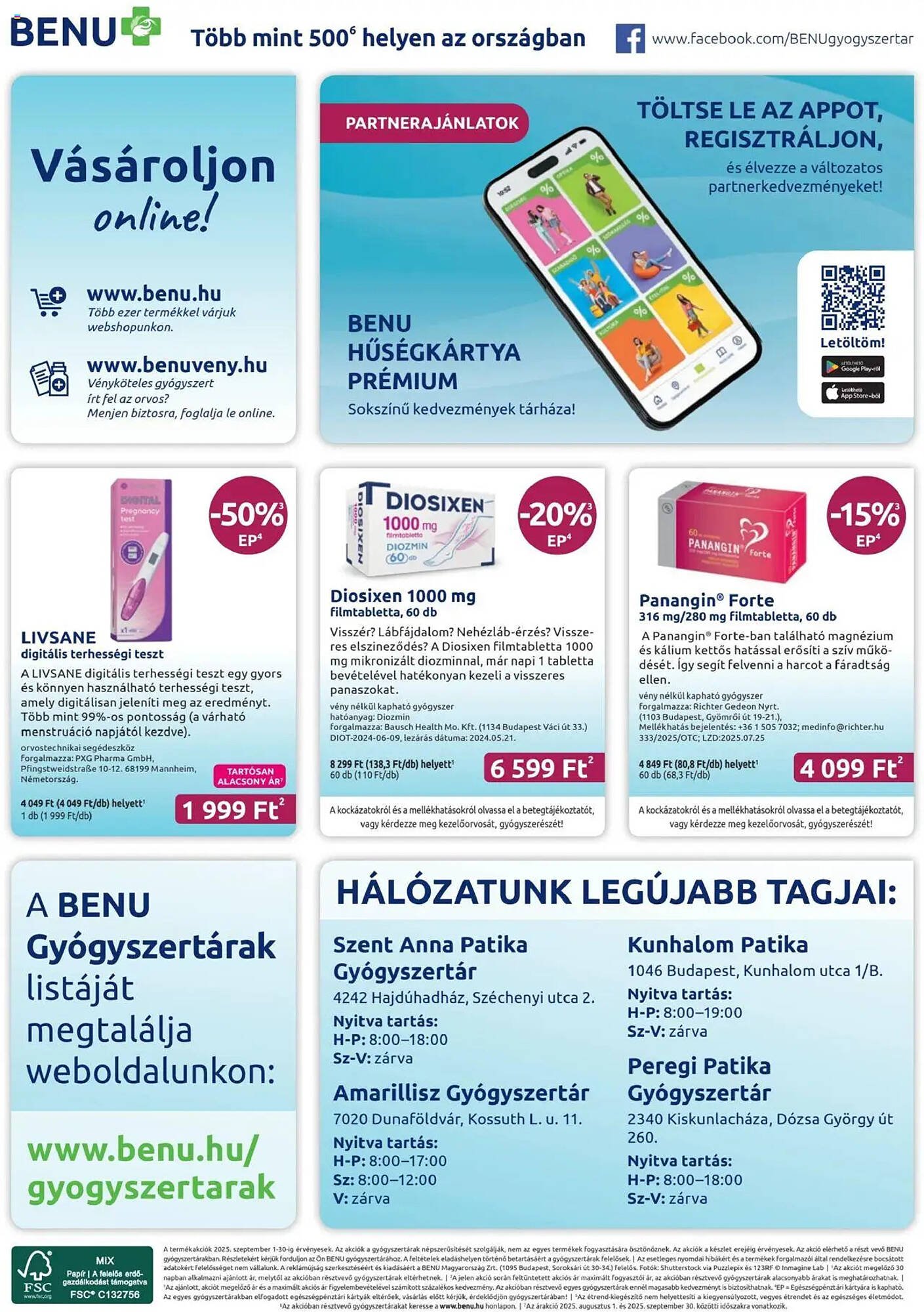 Benu Gyógyszertárak akciós újság (2025-09-01 - 2025-09-30)