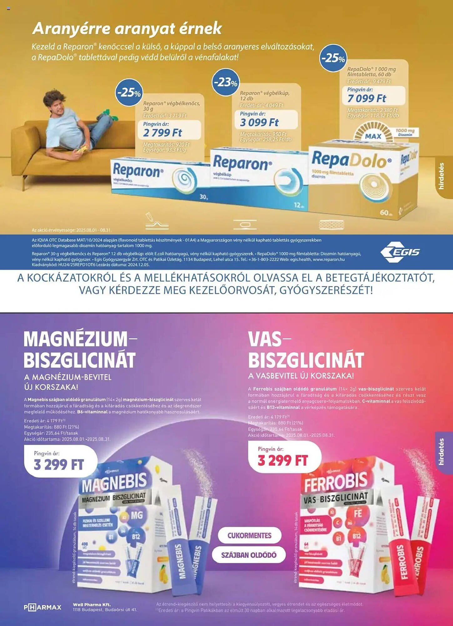Pingvin Patika akciós újság (2025-08-01 - 2025-08-31)
