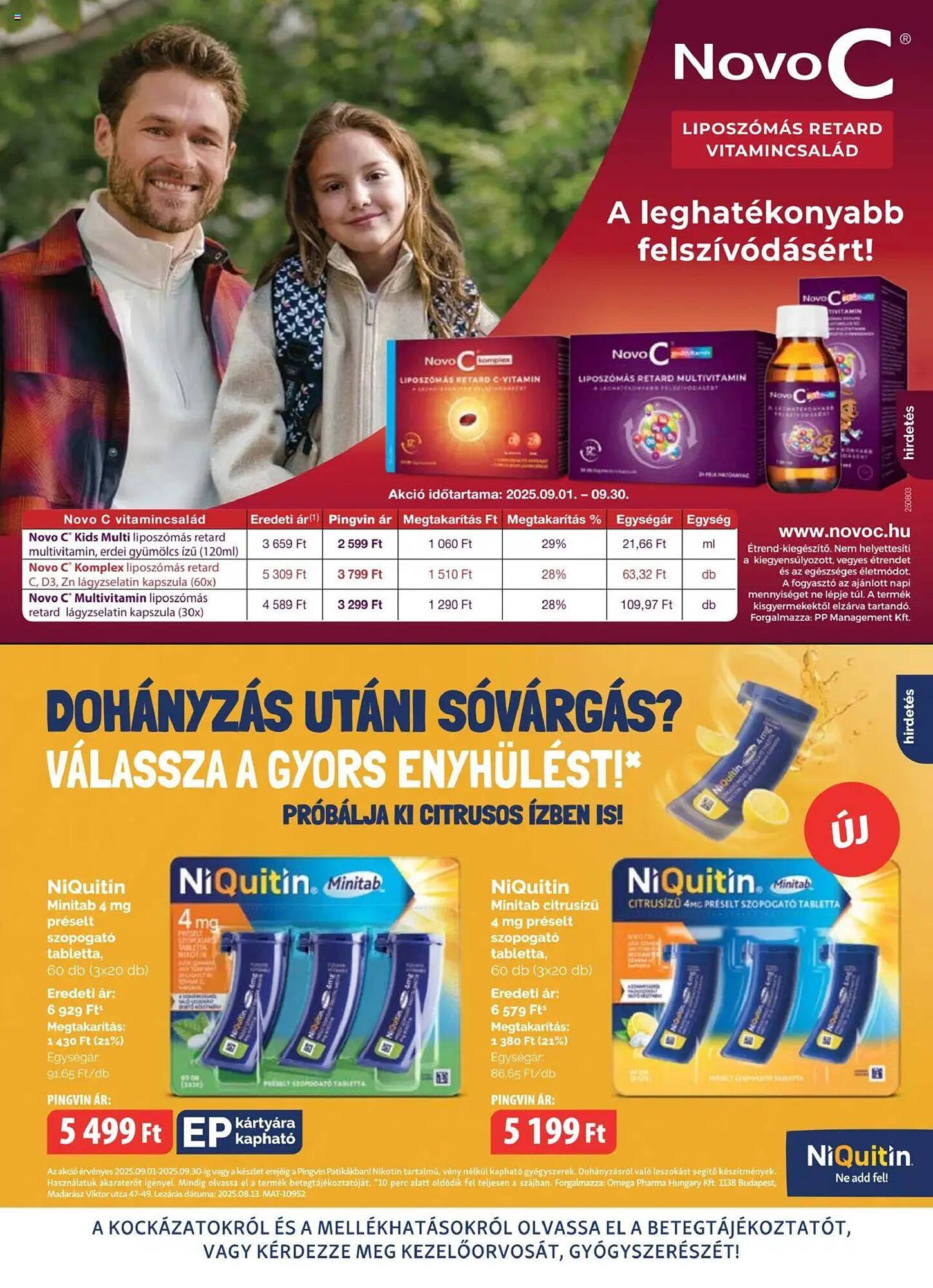 Pingvin Patika akciós újság (2025-09-01 - 2025-09-30)