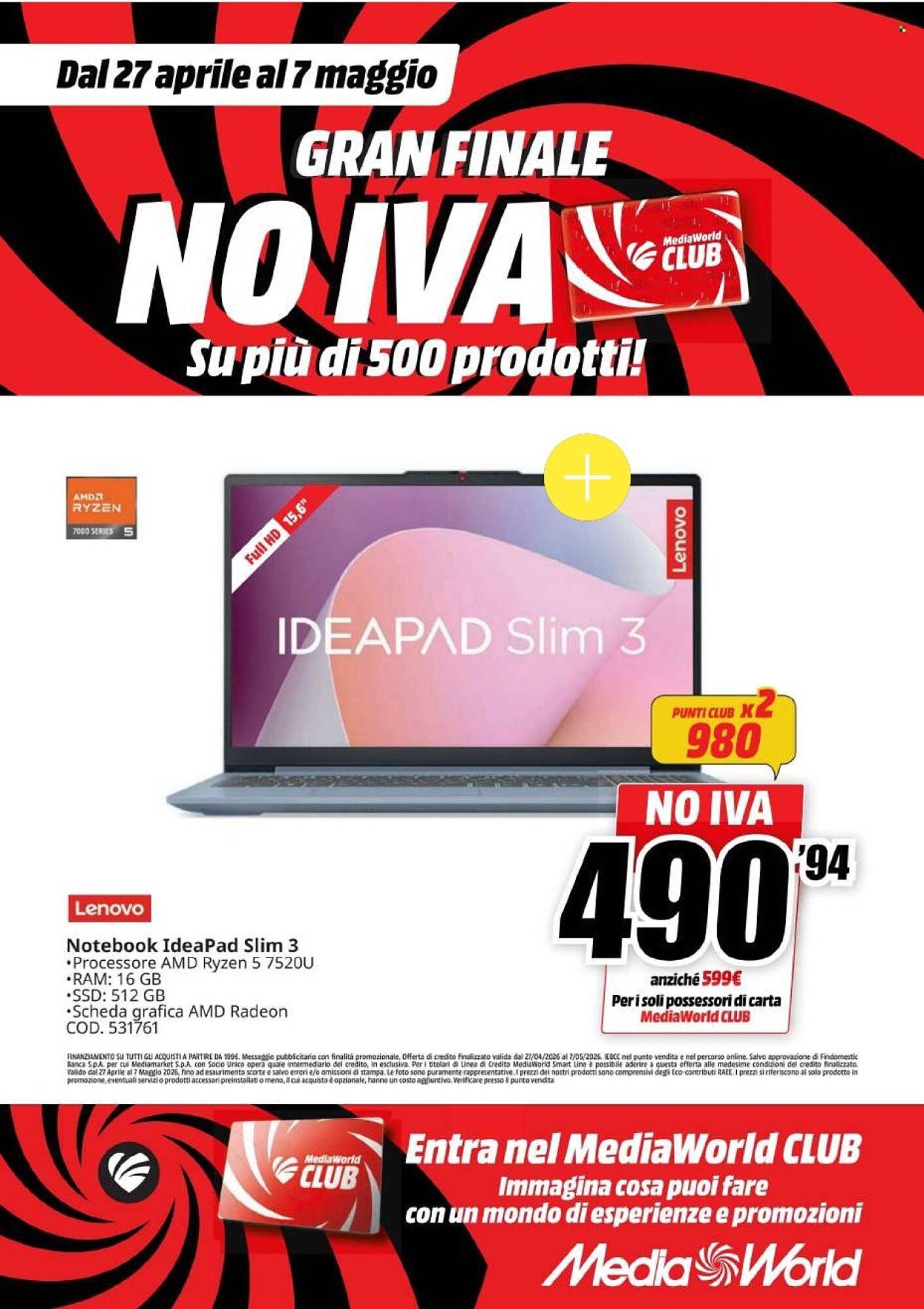 Volantino MediaWorld (2026-04-27 - 2026-05-07)