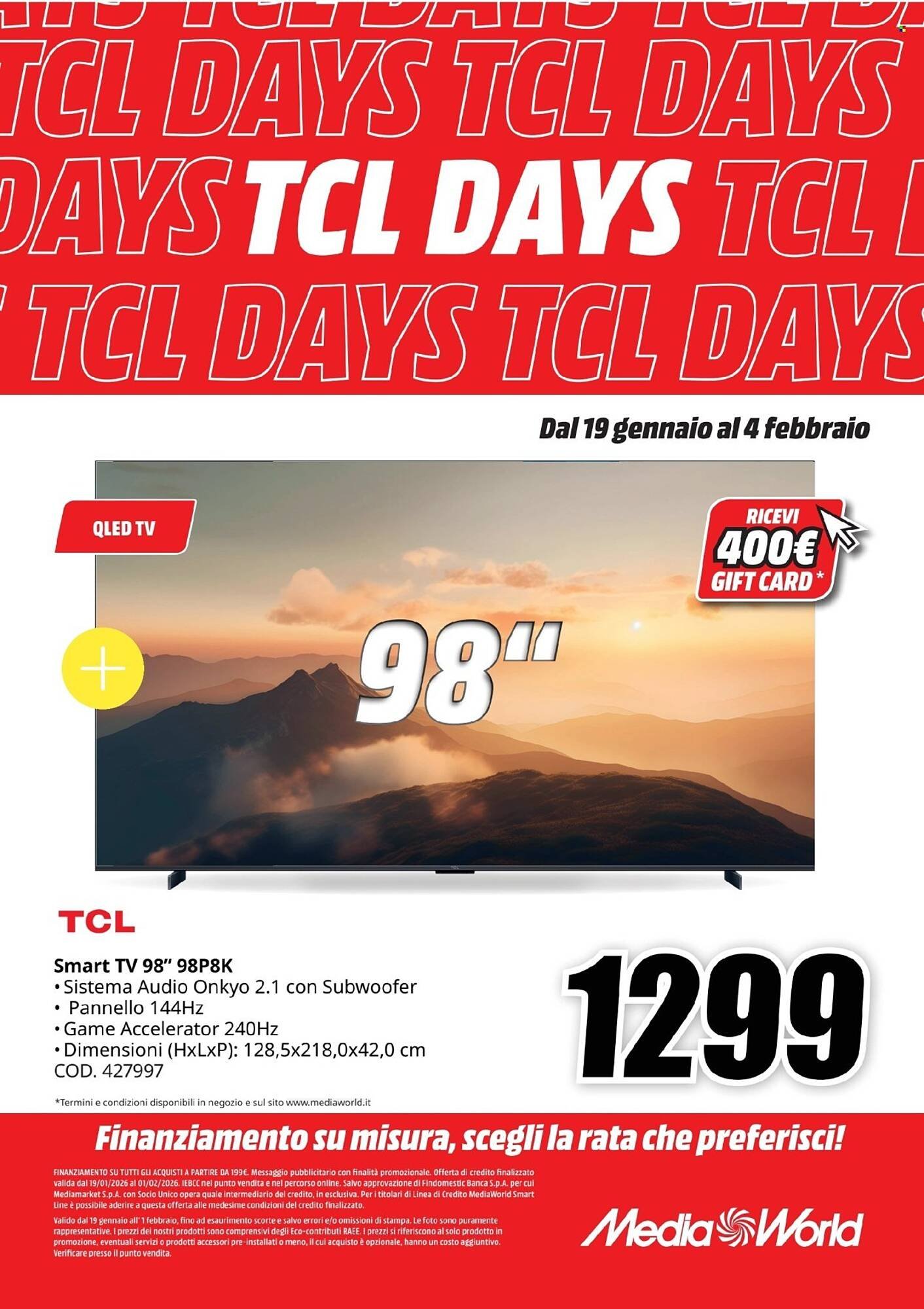 Volantino MediaWorld (2026-01-19 - 2026-02-04)