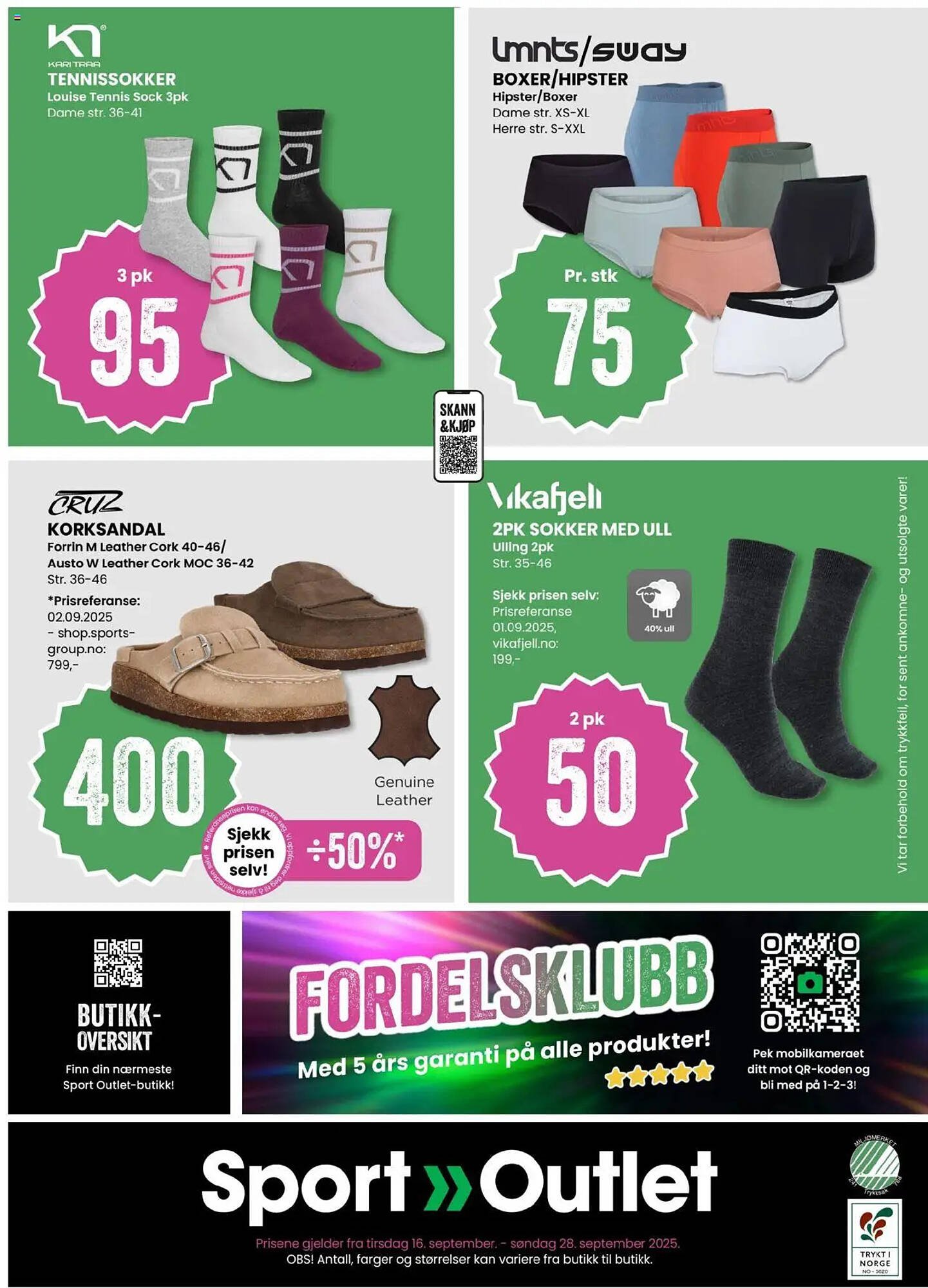 Sport Outlet kundeavis (2025-09-16 - 2025-09-28)