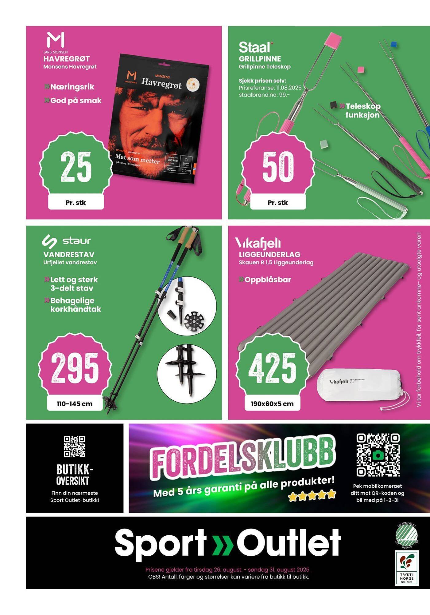 Sport Outlet kundeavis (2025-08-26 - 2025-08-31)