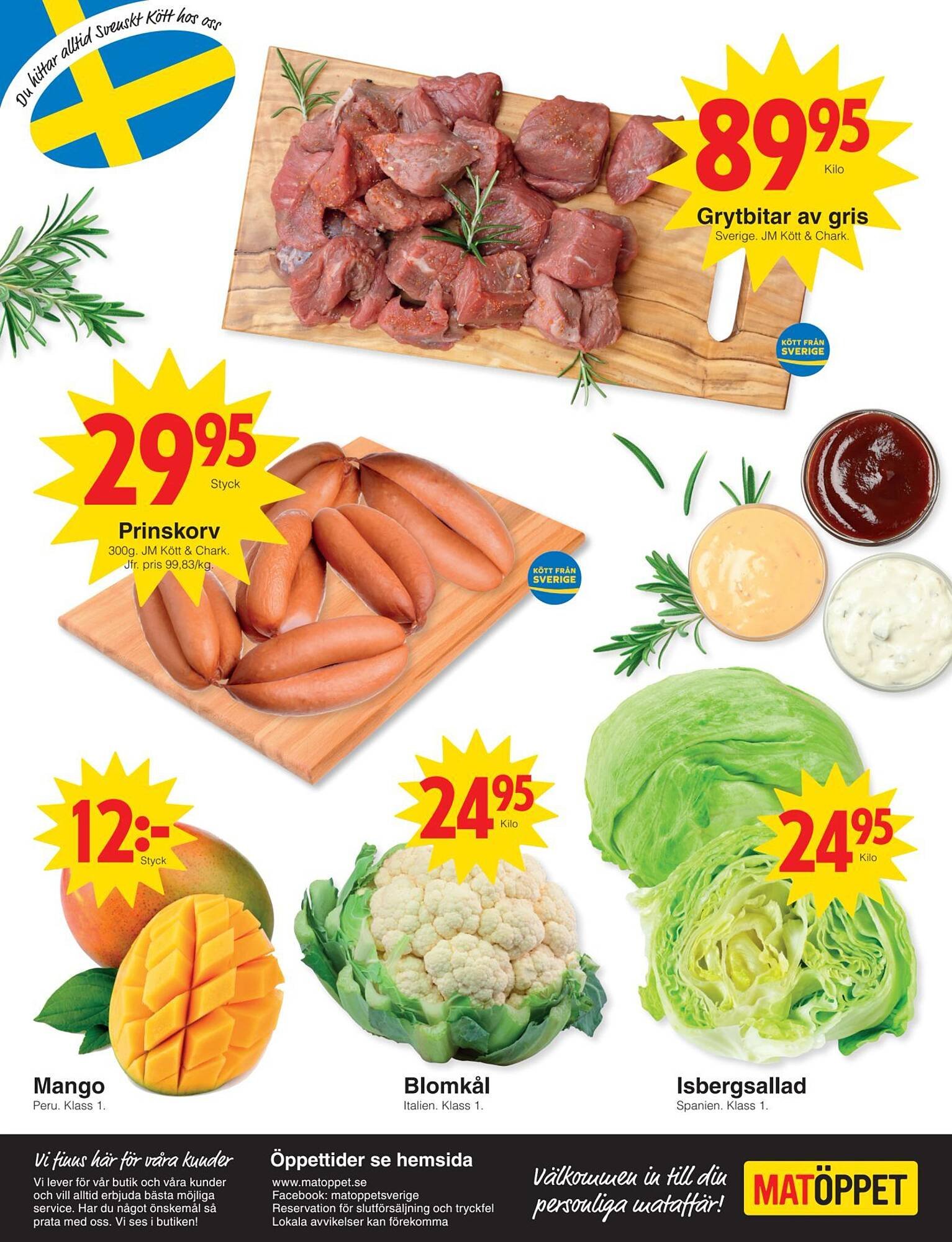 Matöppet reklamblad